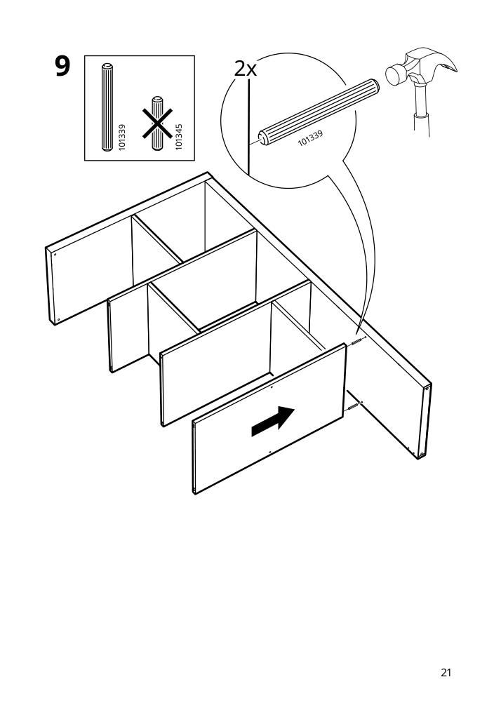 Assembly instructions for IKEA Kallax shelf unit dark green | Page 21 - IKEA KALLAX shelving unit with underframe 995.635.81