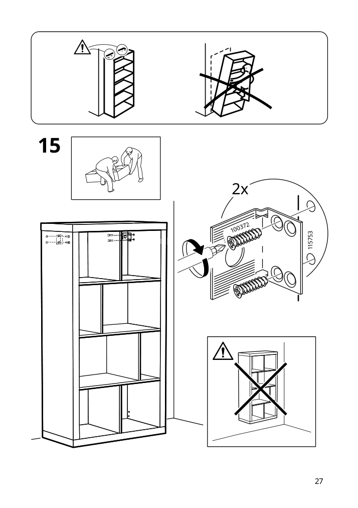 Assembly instructions for IKEA Kallax shelf unit dark green | Page 27 - IKEA KALLAX shelving unit with underframe 995.635.81