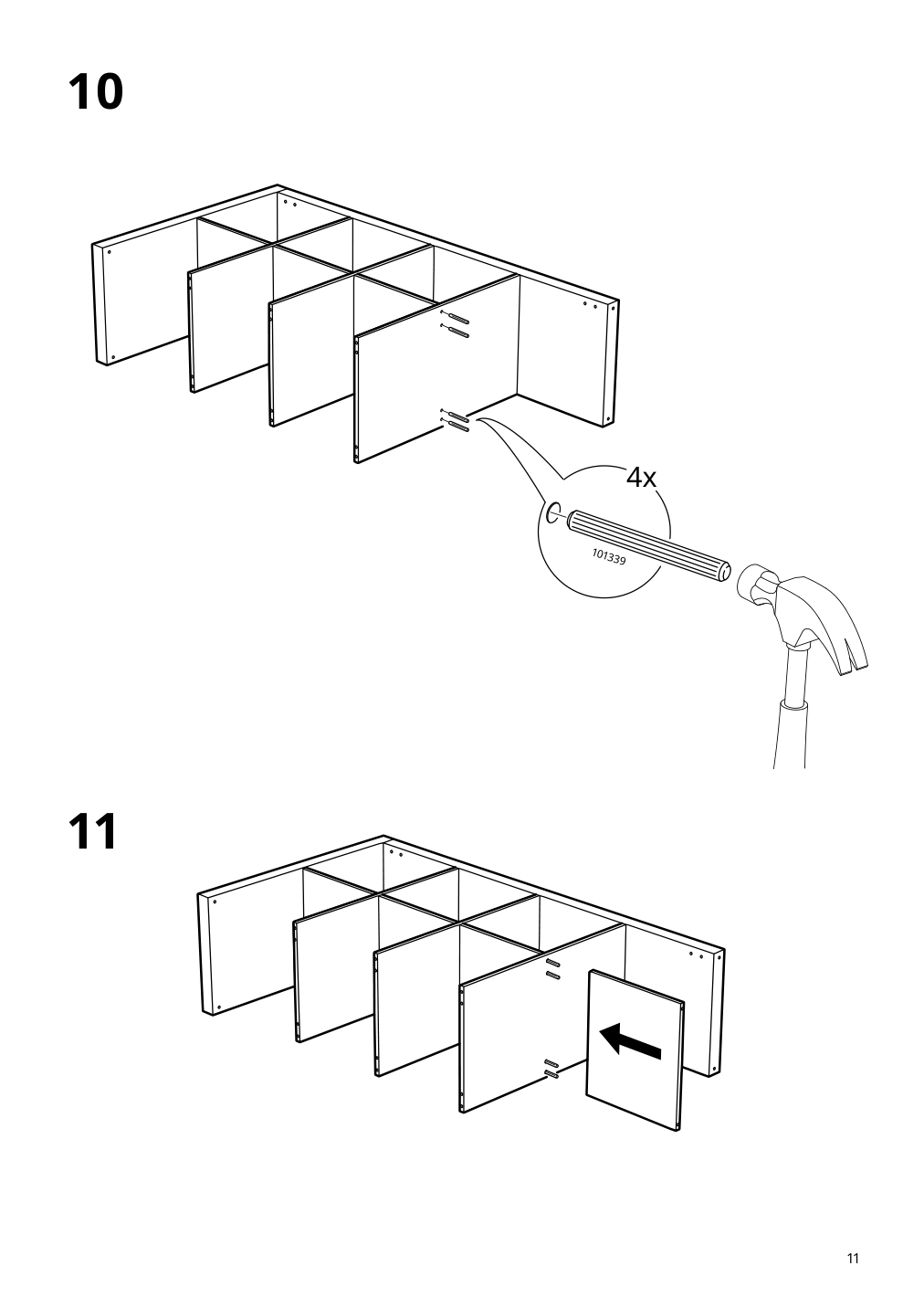 Assembly instructions for IKEA Kallax shelf unit black brown | Page 11 - IKEA ALEX/LÅNGFJÄLL / KALLAX desk and storage combination 094.367.57