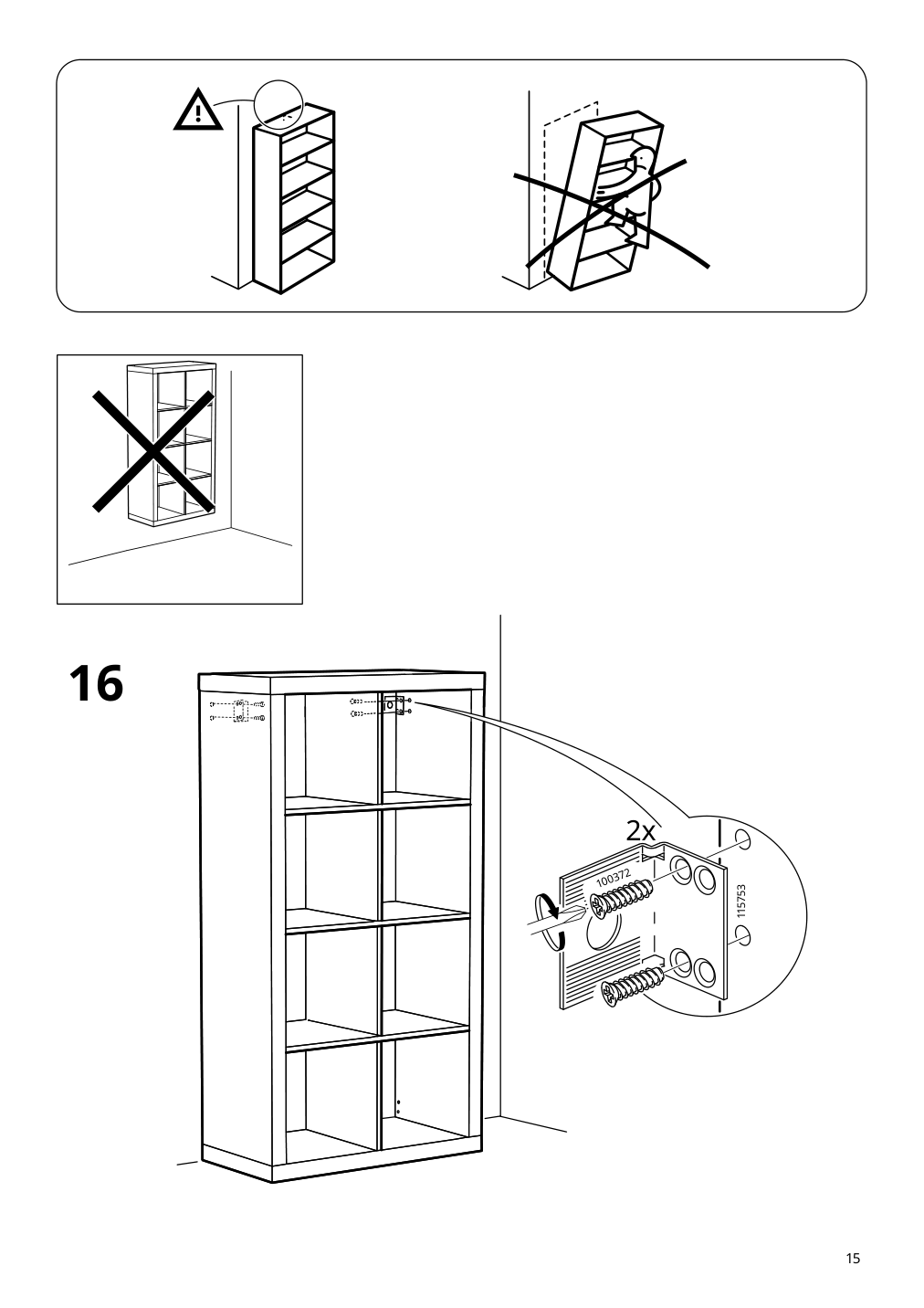 Assembly instructions for IKEA Kallax shelf unit high gloss white | Page 15 - IKEA KALLAX shelf unit with 4 inserts 892.783.01