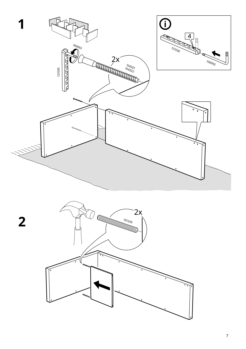 Assembly instructions for IKEA Kallax shelf unit white stained oak effect | Page 7 - IKEA KALLAX shelf unit with 4 inserts 291.975.72