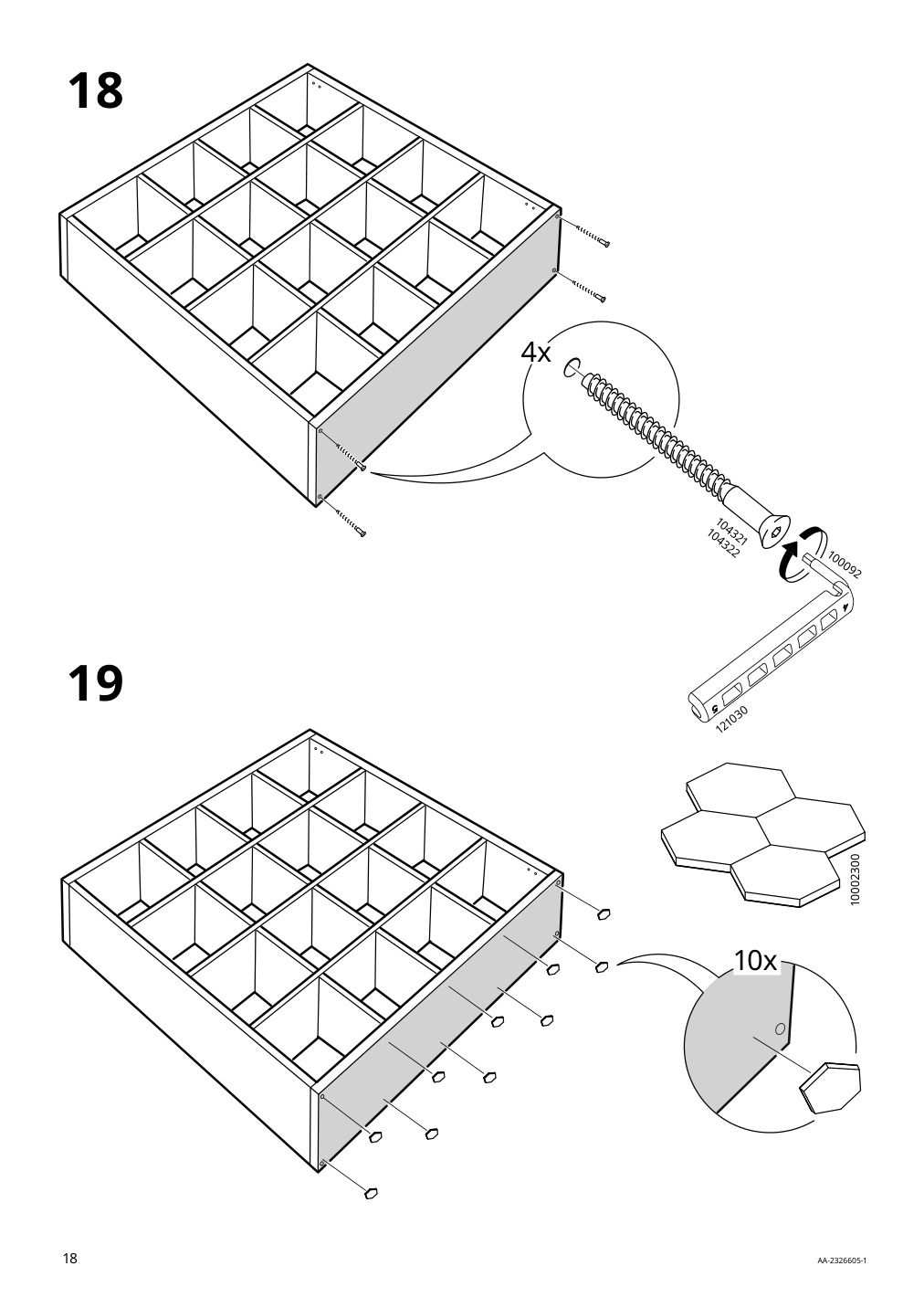 Assembly instructions for IKEA Kallax shelf unit high gloss white | Page 18 - IKEA KALLAX shelf unit with 4 inserts 292.783.23