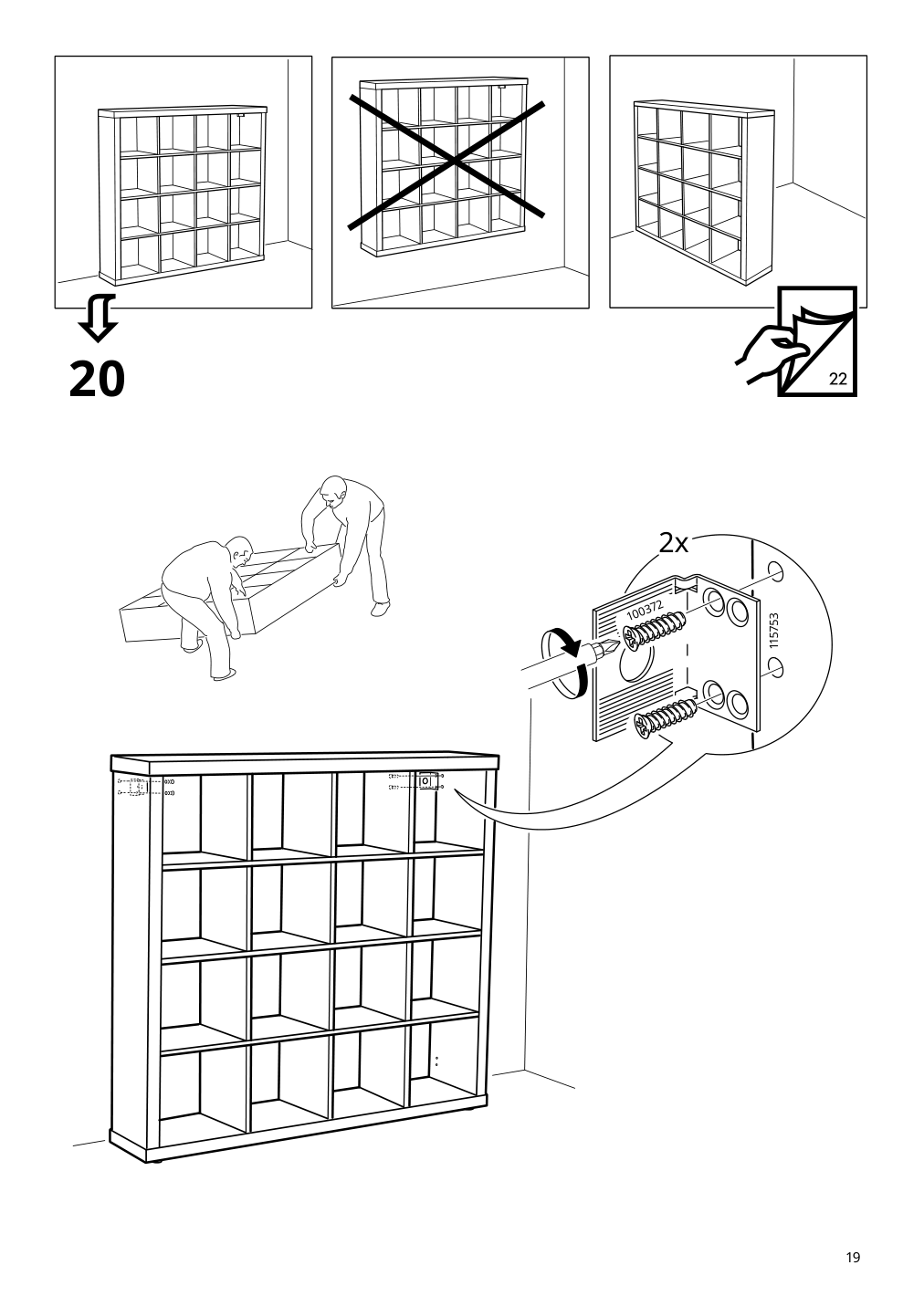 Assembly instructions for IKEA Kallax shelf unit high gloss white | Page 19 - IKEA KALLAX shelf unit with 4 inserts 592.783.31