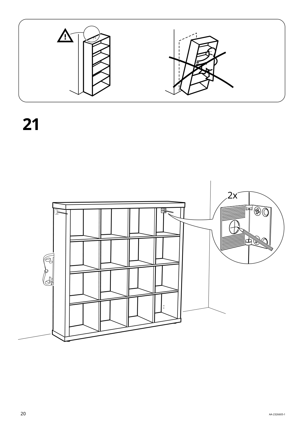 Assembly instructions for IKEA Kallax shelf unit high gloss white | Page 20 - IKEA KALLAX shelf unit with 4 inserts 292.783.23