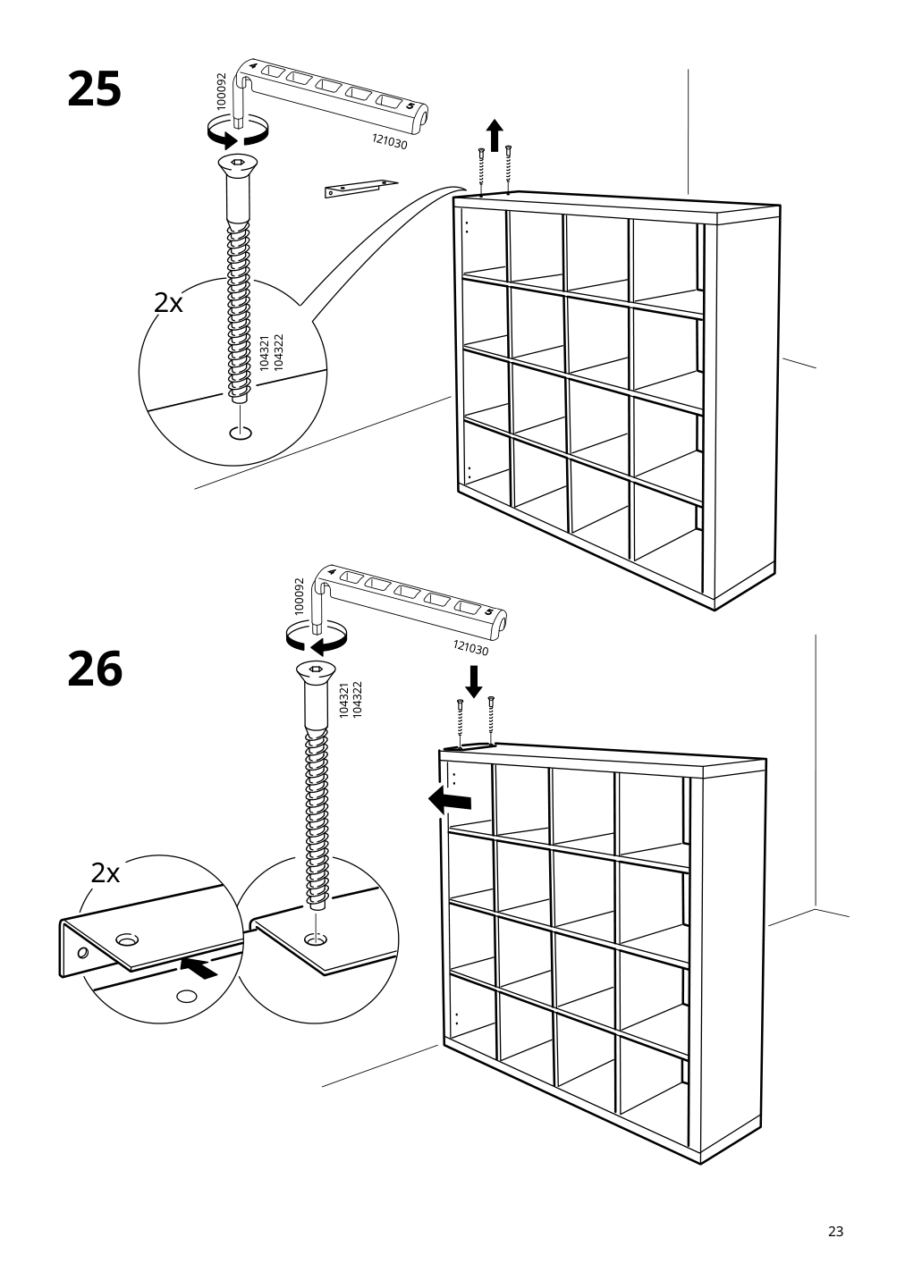 Assembly instructions for IKEA Kallax shelf unit high gloss white | Page 23 - IKEA KALLAX shelf unit with 4 inserts 292.783.23