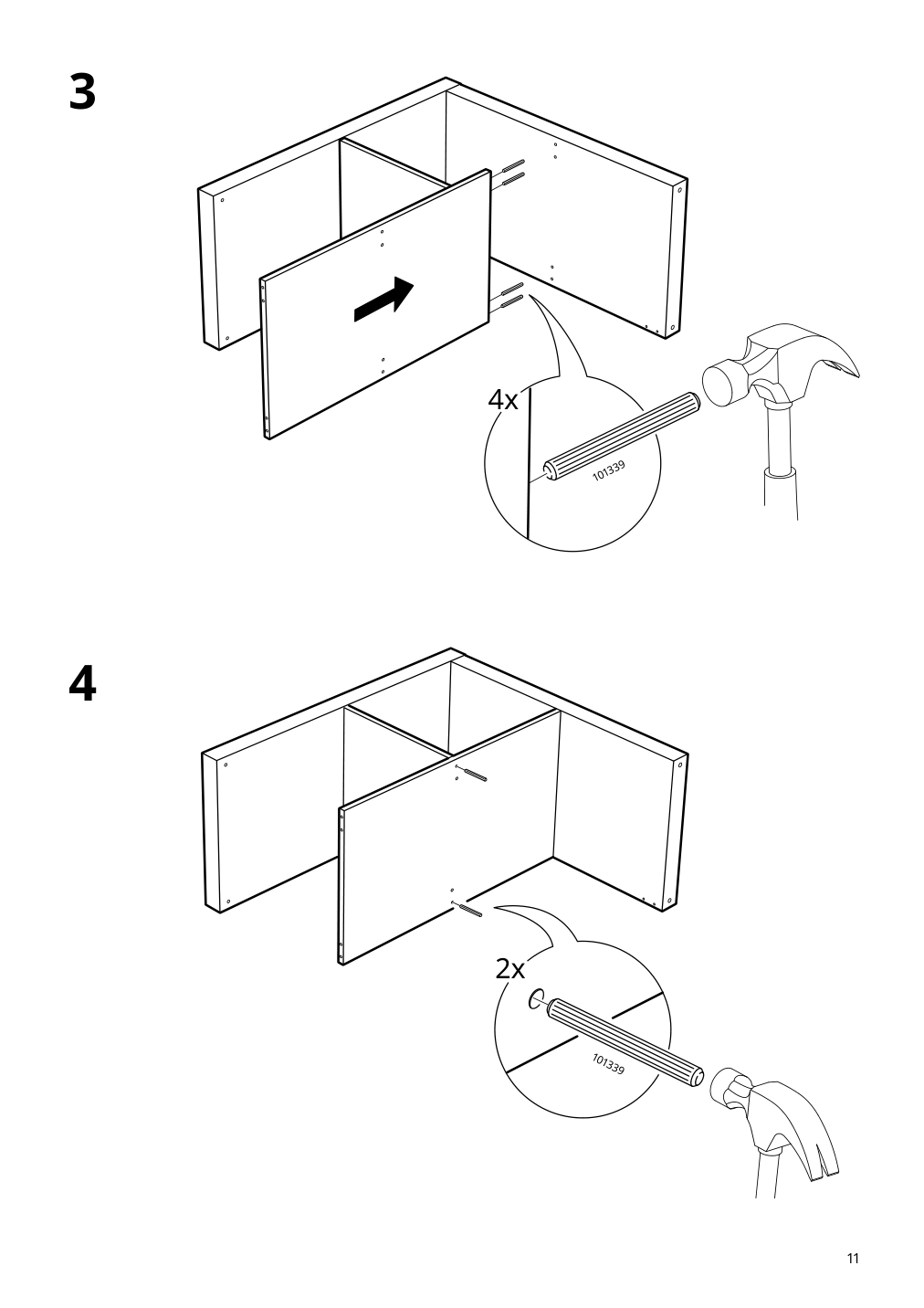 Assembly instructions for IKEA Kallax shelf unit white stained oak effect | Page 11 - IKEA KALLAX shelving unit with underframe 594.426.28