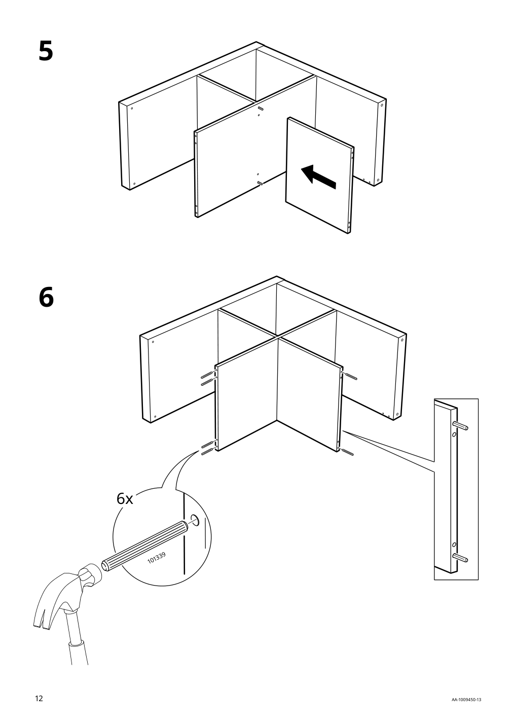 Assembly instructions for IKEA Kallax shelf unit white stained oak effect | Page 12 - IKEA KALLAX shelving unit with underframe 594.426.28