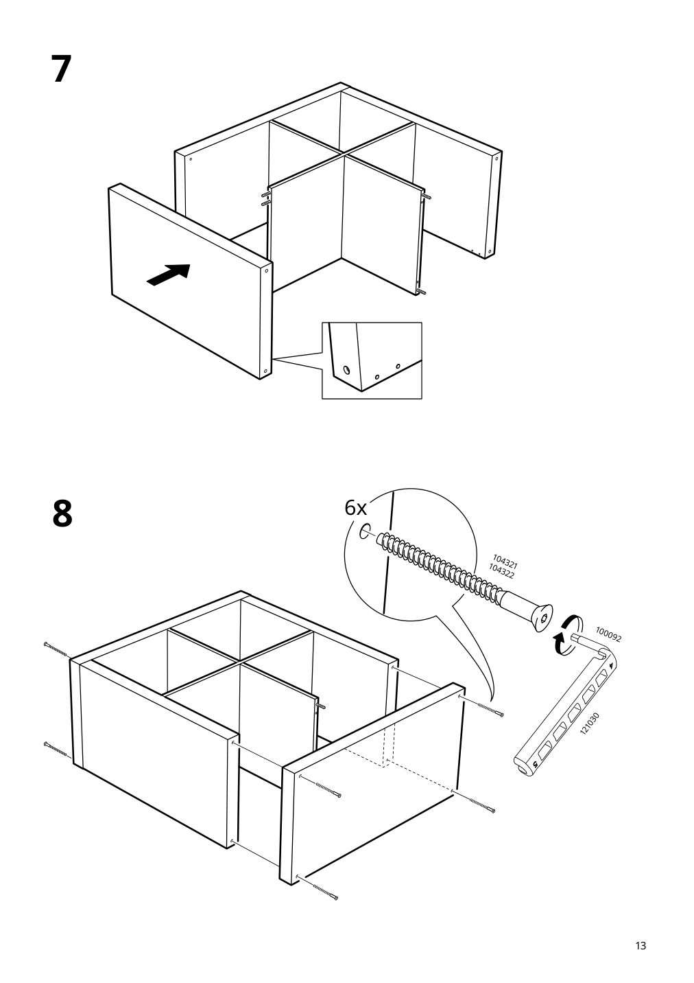 Assembly instructions for IKEA Kallax shelf unit white stained oak effect | Page 13 - IKEA KALLAX shelving unit with underframe 594.426.28