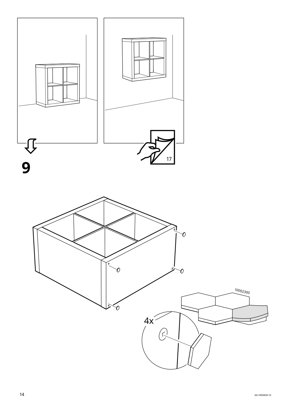 Assembly instructions for IKEA Kallax shelf unit white stained oak effect | Page 14 - IKEA KALLAX shelving unit with underframe 594.426.28