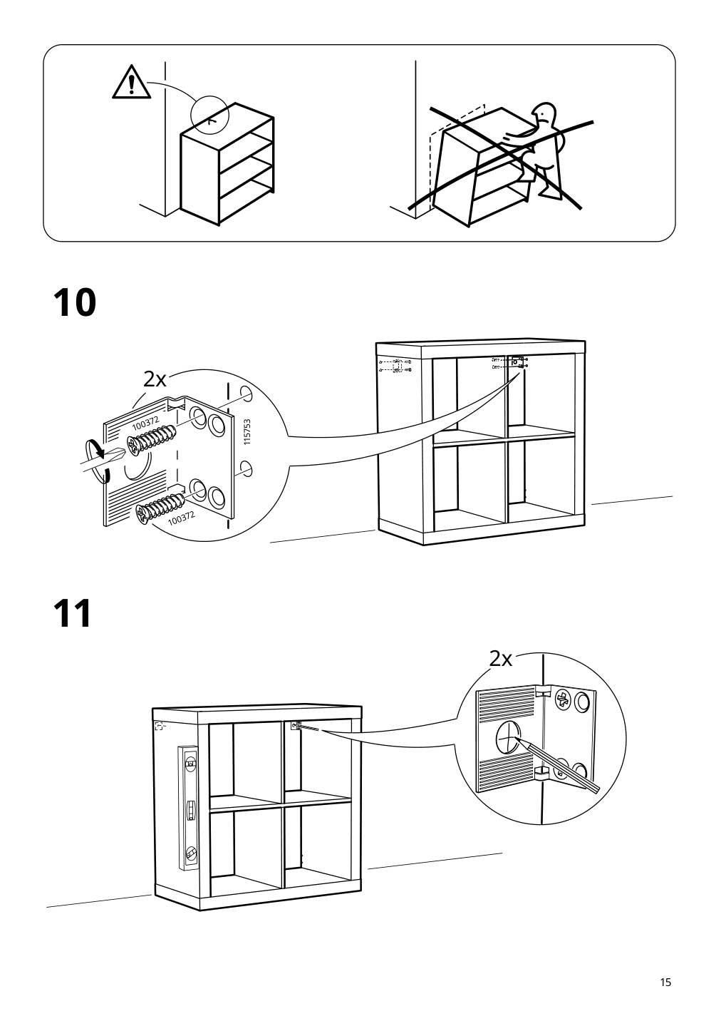 Assembly instructions for IKEA Kallax shelf unit white stained oak effect | Page 15 - IKEA KALLAX shelving unit with underframe 594.426.28