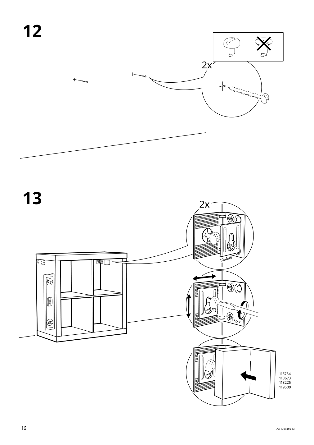 Assembly instructions for IKEA Kallax shelf unit white stained oak effect | Page 16 - IKEA KALLAX shelving unit with underframe 594.426.28