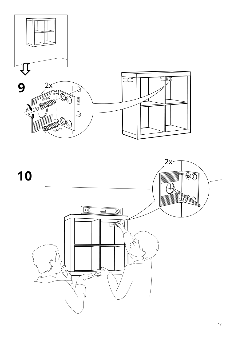 Assembly instructions for IKEA Kallax shelf unit white stained oak effect | Page 17 - IKEA KALLAX shelving unit with underframe 594.426.28