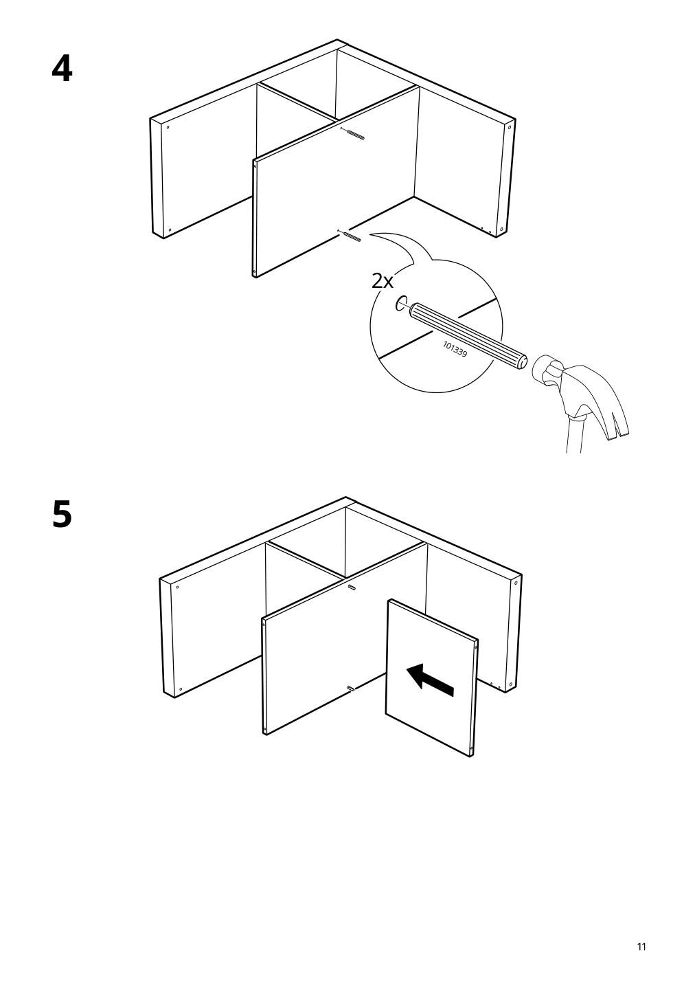 Assembly instructions for IKEA Kallax shelf unit white stained oak effect | Page 11 - IKEA KALLAX shelving unit with underframe 594.426.28