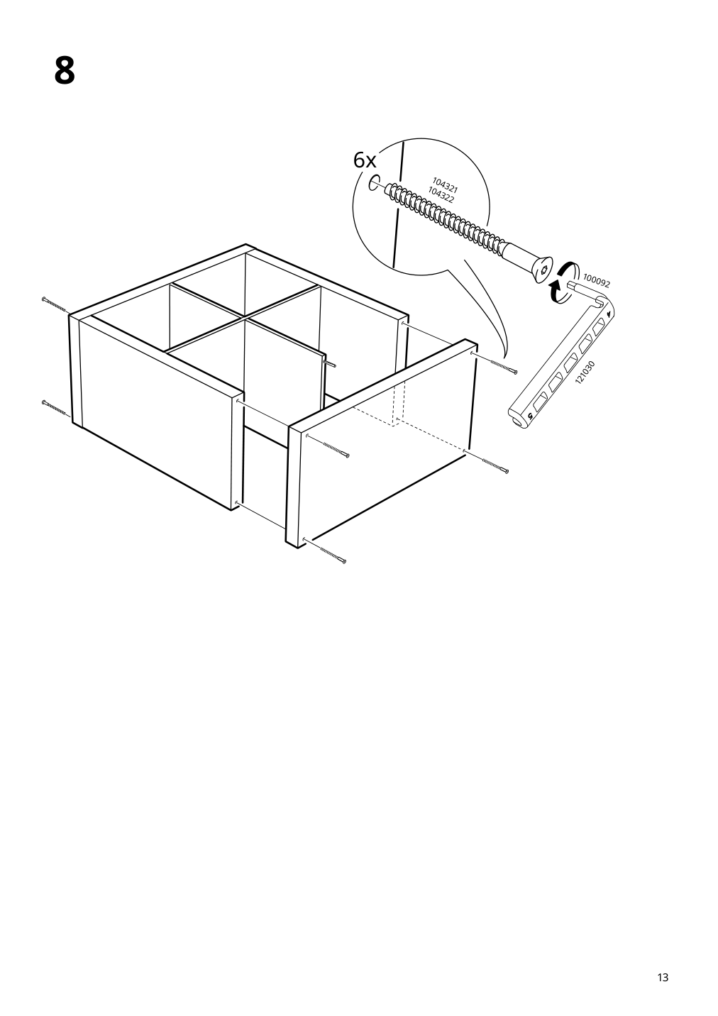 Assembly instructions for IKEA Kallax shelf unit white stained oak effect | Page 13 - IKEA KALLAX shelving unit with underframe 594.426.28