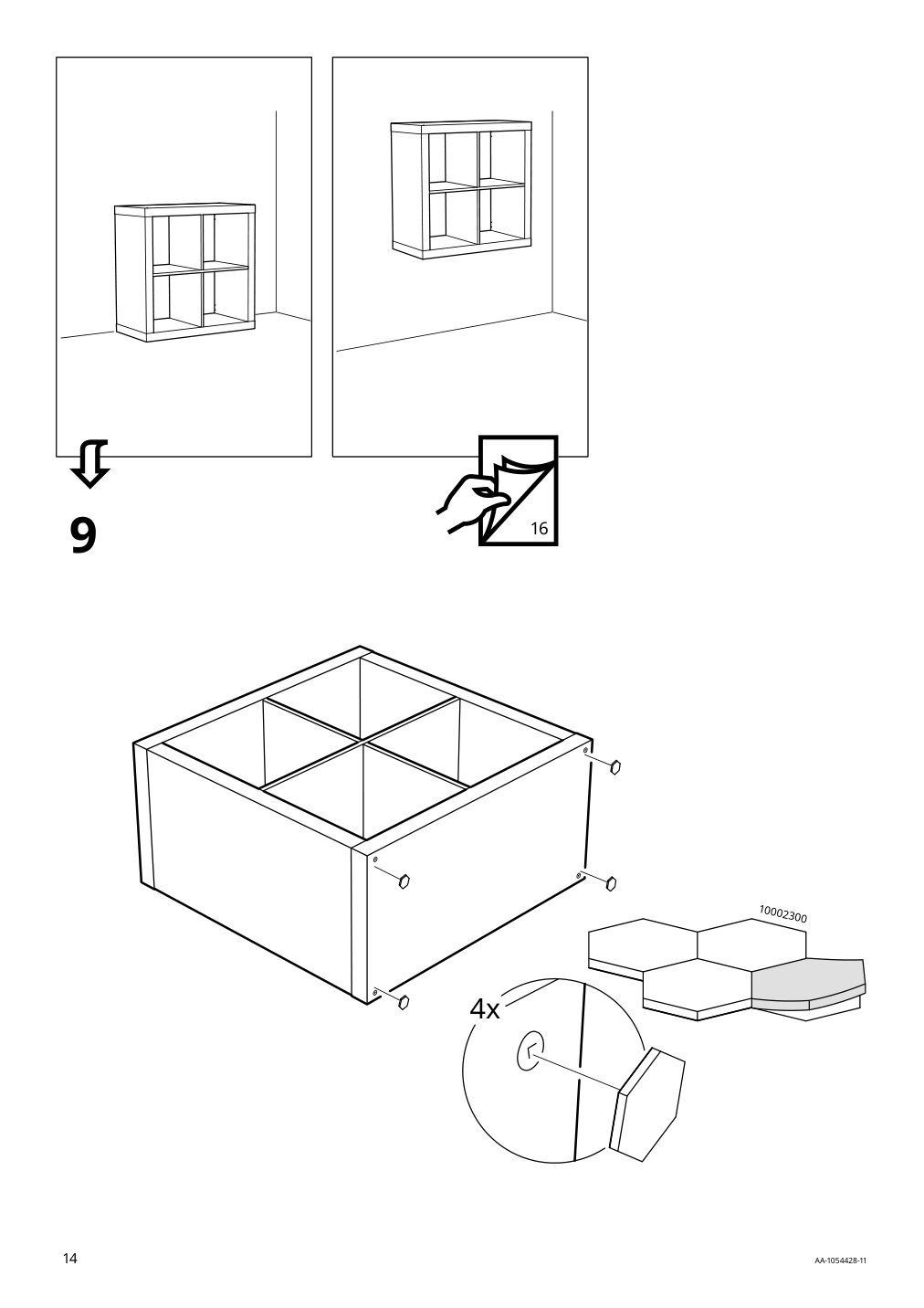 Assembly instructions for IKEA Kallax shelf unit white stained oak effect | Page 14 - IKEA KALLAX shelving unit with underframe 594.426.28