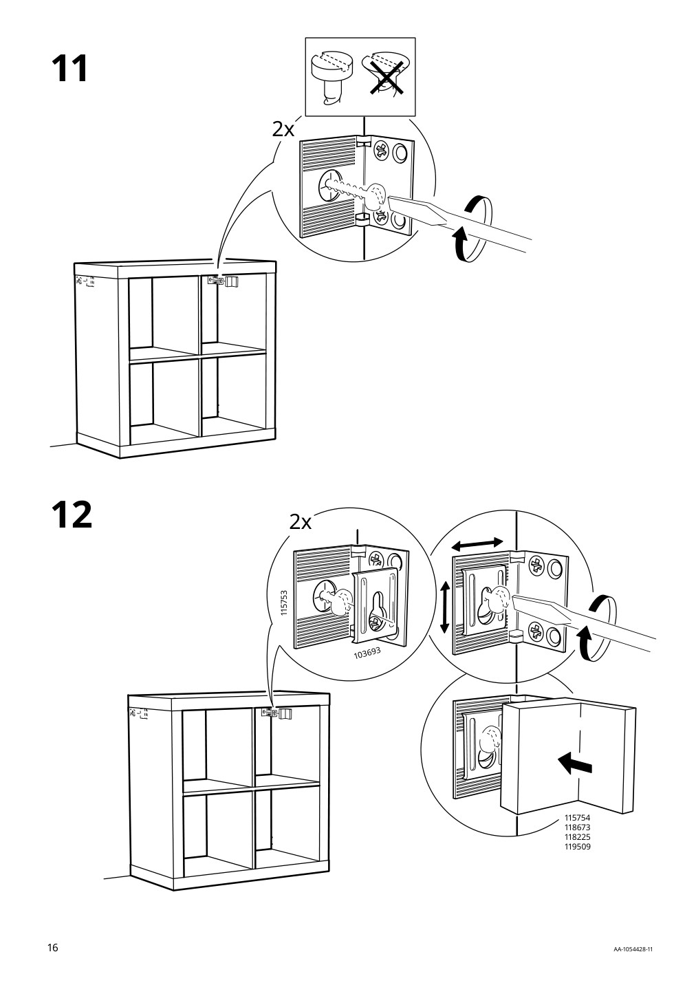 Assembly instructions for IKEA Kallax shelf unit white stained oak effect | Page 16 - IKEA KALLAX shelving unit with underframe 594.426.28