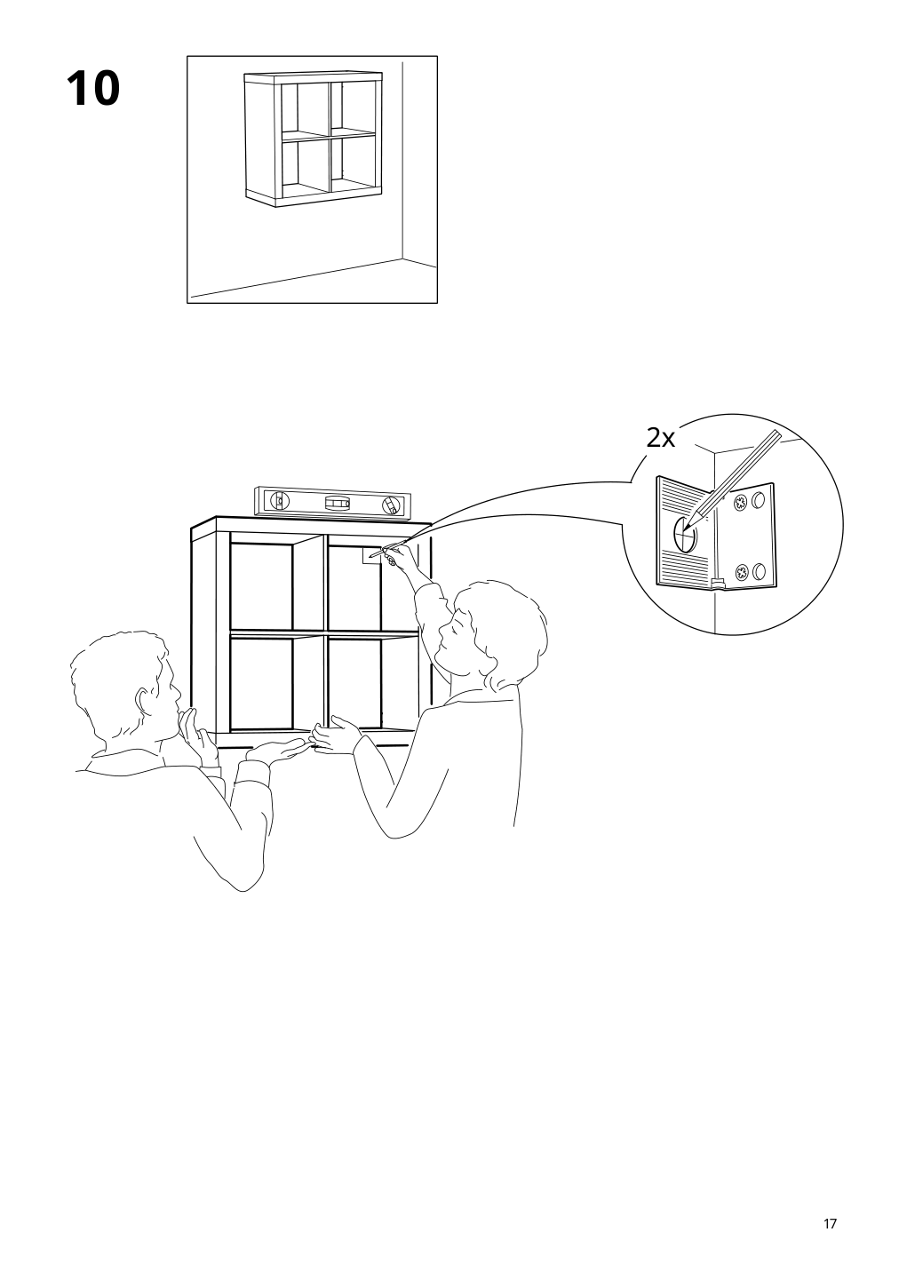 Assembly instructions for IKEA Kallax shelf unit white stained oak effect | Page 17 - IKEA KALLAX shelving unit with underframe 594.426.28