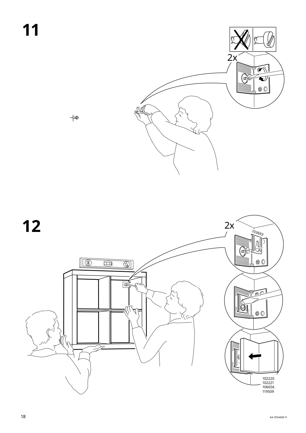 Assembly instructions for IKEA Kallax shelf unit white stained oak effect | Page 18 - IKEA KALLAX shelving unit with underframe 594.426.28