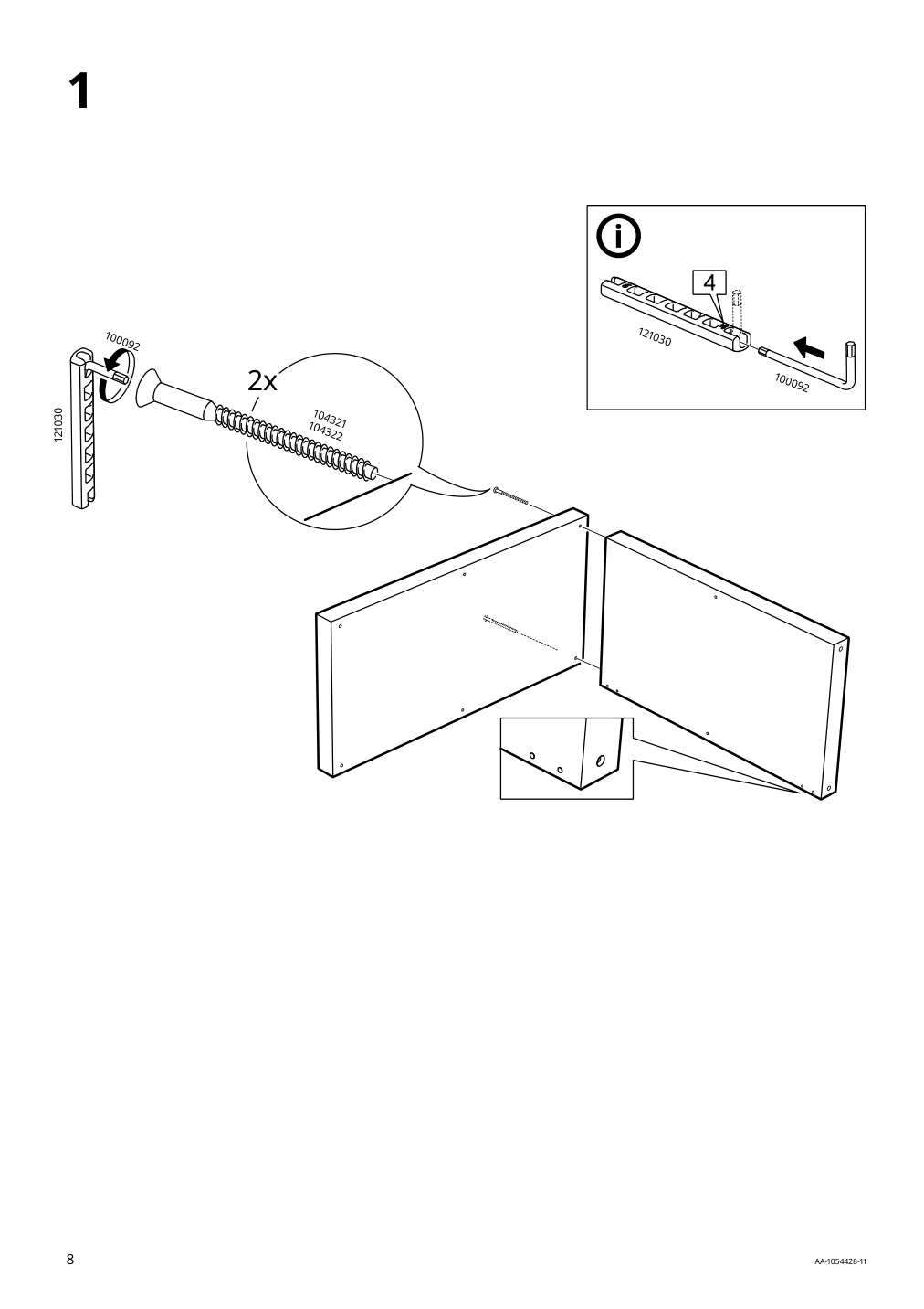 Assembly instructions for IKEA Kallax shelf unit white stained oak effect | Page 8 - IKEA KALLAX shelving unit with underframe 594.426.28