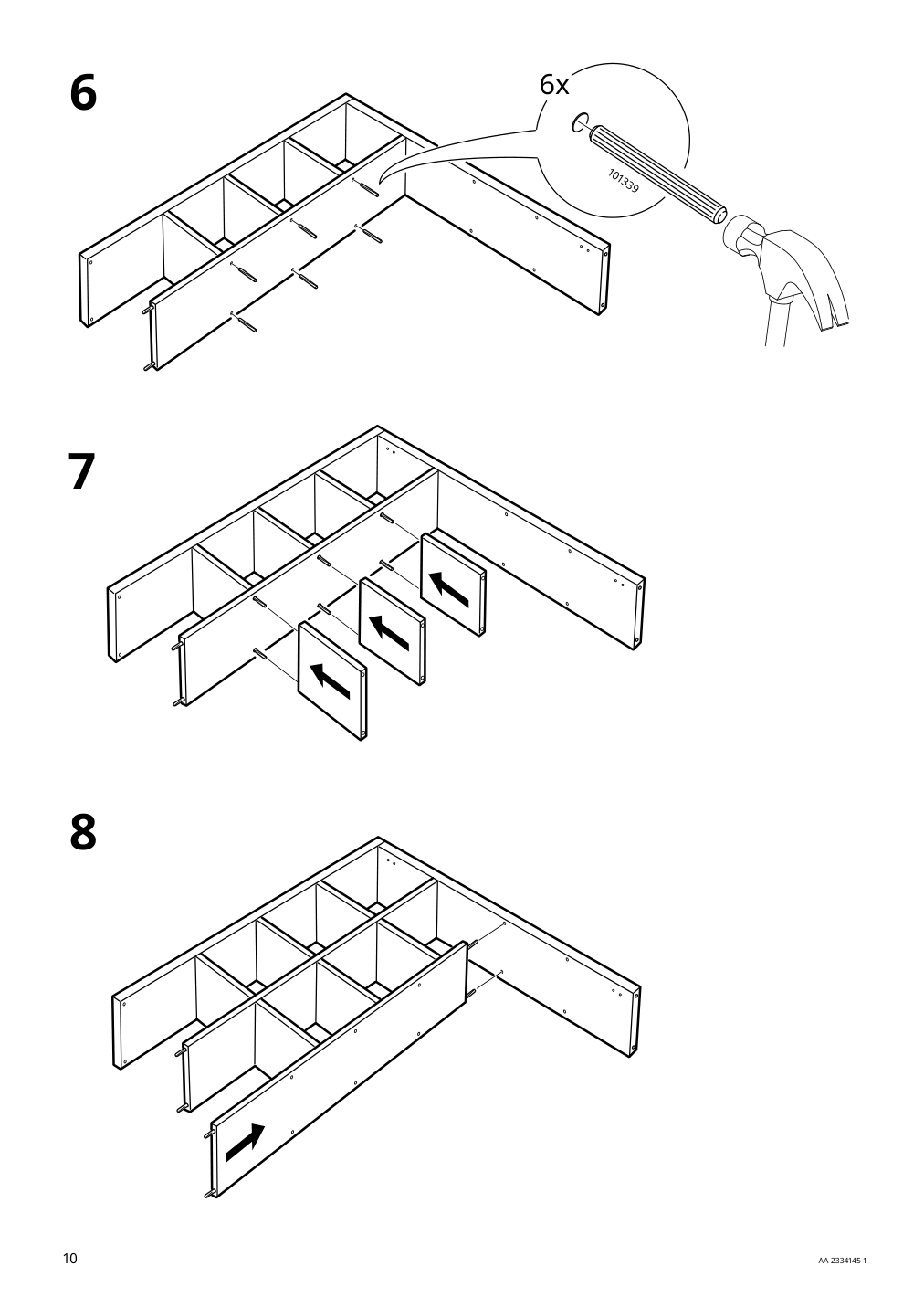 Assembly instructions for IKEA Kallax shelf unit white stained oak effect | Page 10 - IKEA KALLAX shelf unit with 4 inserts 191.975.96