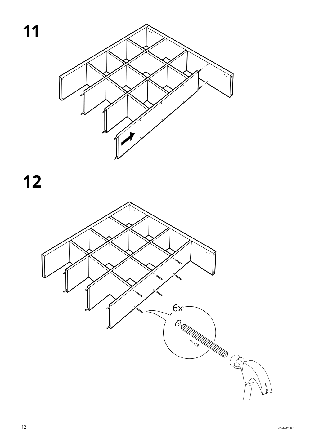 Assembly instructions for IKEA Kallax shelf unit white stained oak effect | Page 12 - IKEA KALLAX shelf unit with 4 inserts 191.975.96