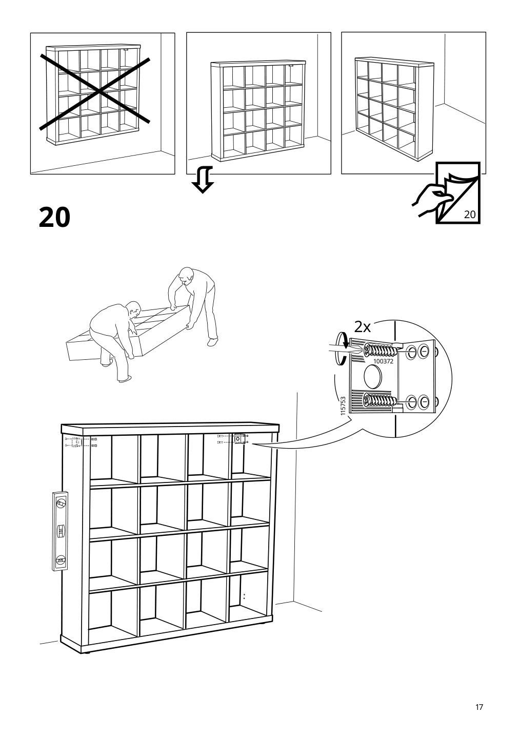 Assembly instructions for IKEA Kallax shelf unit white stained oak effect | Page 17 - IKEA KALLAX shelf unit with 4 inserts 191.975.96