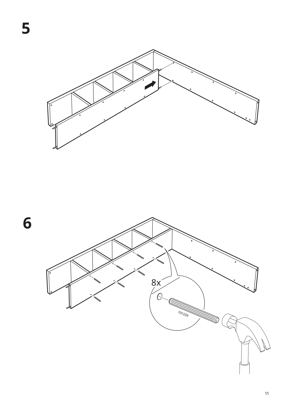 Assembly instructions for IKEA Kallax shelf unit white stained oak effect | Page 11 - IKEA KALLAX shelf unit with 10 inserts 091.976.05