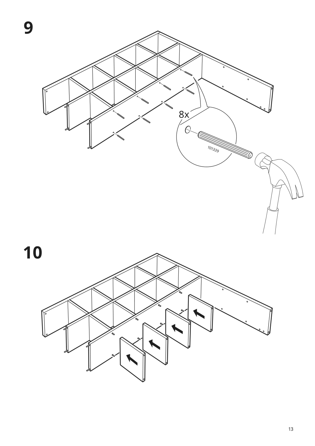 Assembly instructions for IKEA Kallax shelf unit white stained oak effect | Page 13 - IKEA KALLAX shelf unit with 10 inserts 091.976.05