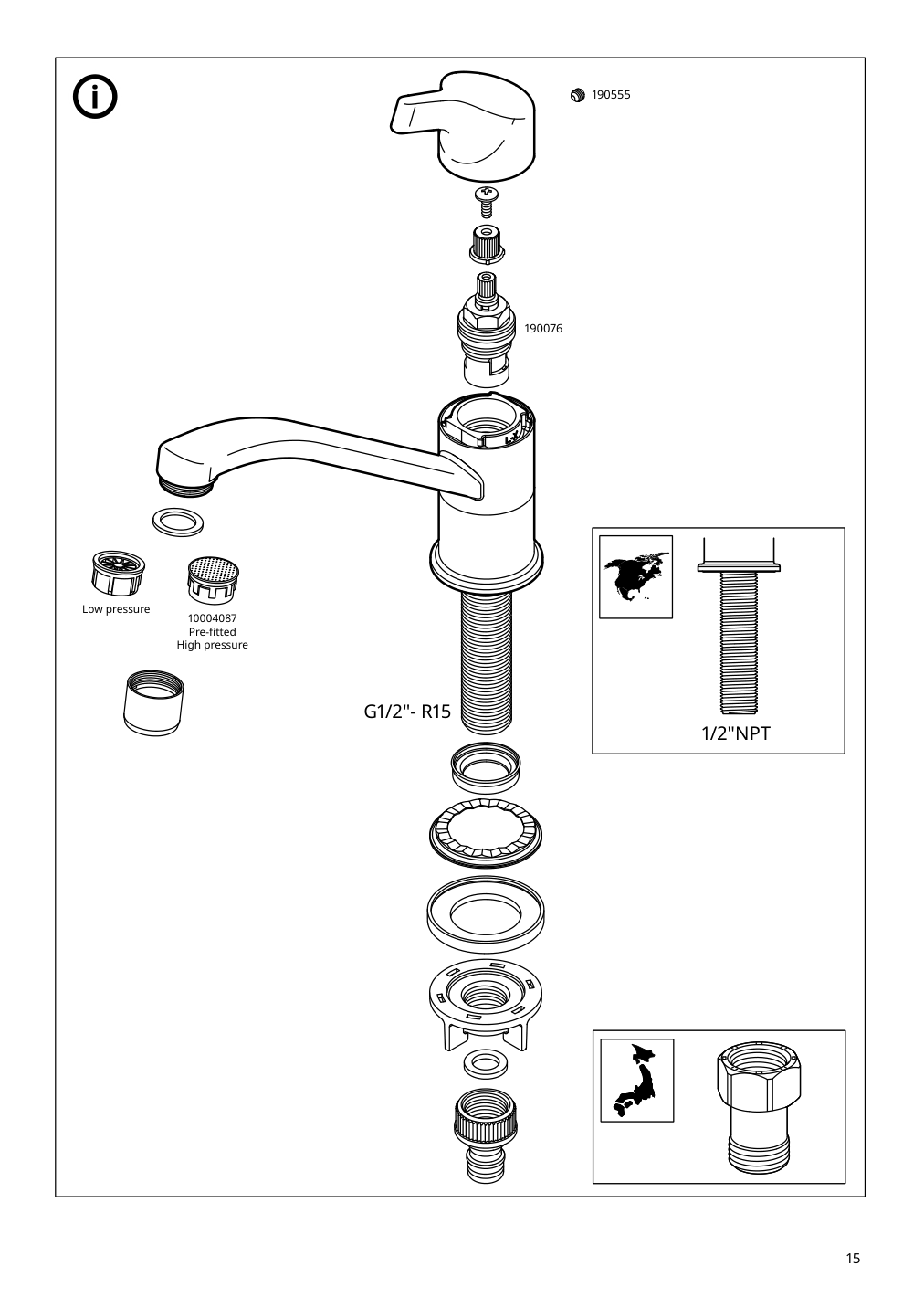 Assembly instructions for IKEA Kallsjoen pillar faucet chrome plated | Page 15 - IKEA GRILLSKÄR outdoor kitchen 394.222.64