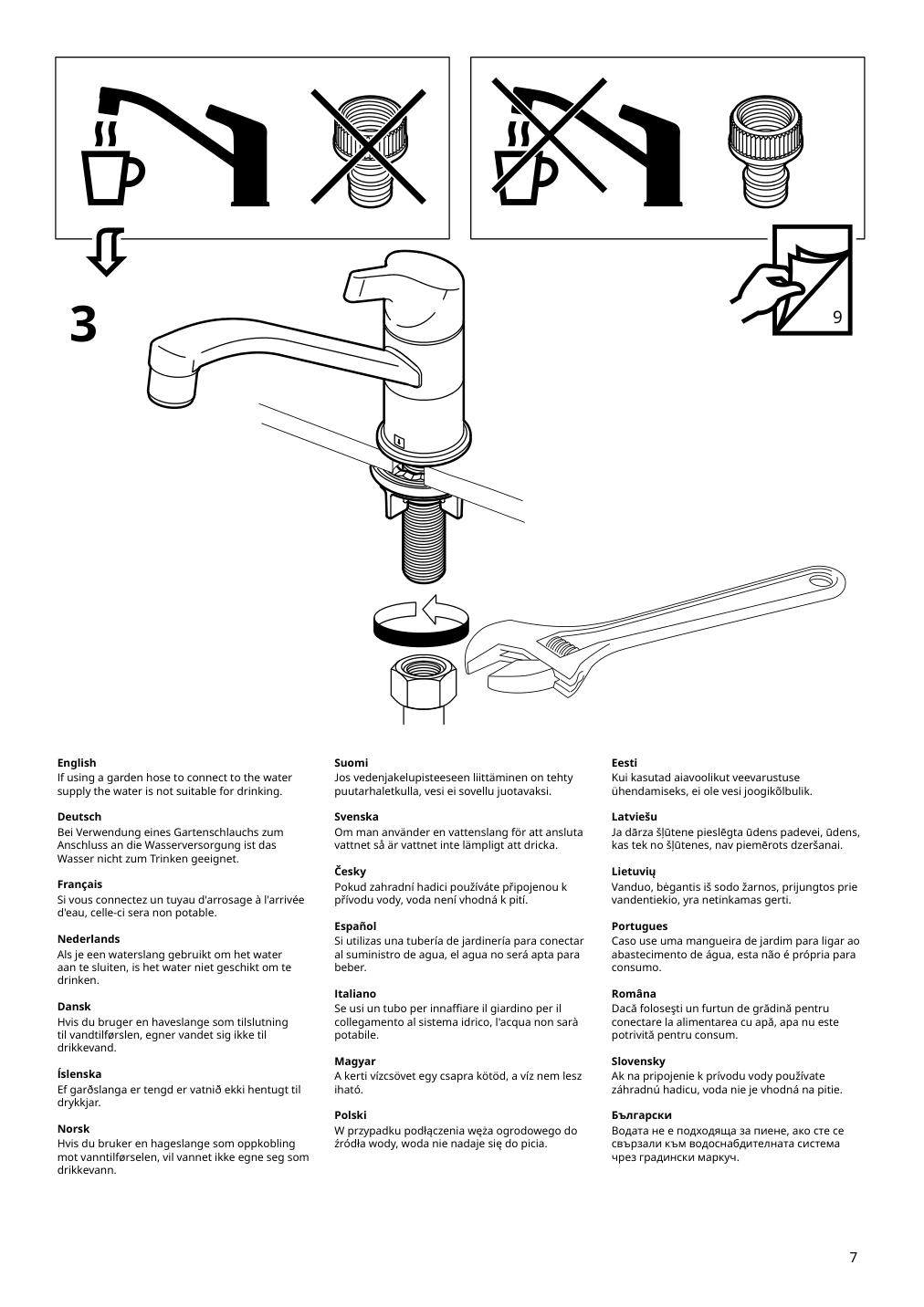 Assembly instructions for IKEA Kallsjoen pillar faucet chrome plated | Page 7 - IKEA GRILLSKÄR outdoor kitchen 394.222.64