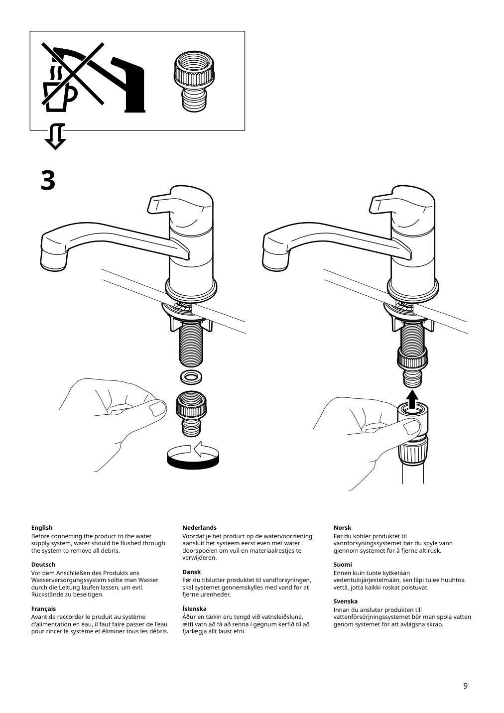 Assembly instructions for IKEA Kallsjoen pillar faucet chrome plated | Page 9 - IKEA GRILLSKÄR outdoor kitchen 394.222.64