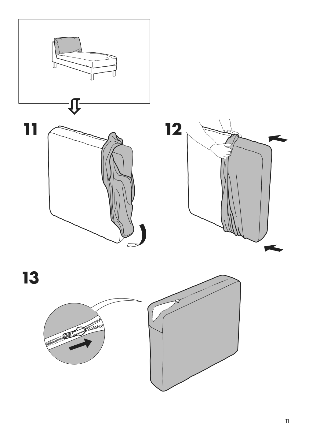 Assembly instructions for IKEA Karlstad cover free standing chaise lounge groenvik multicolor | Page 11 - IKEA KARLSTAD cover free-standing chaise lounge 301.583.72