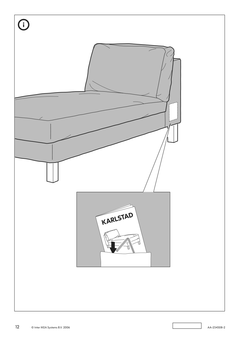 Assembly instructions for IKEA Karlstad cover free standing chaise lounge groenvik multicolor | Page 12 - IKEA KARLSTAD cover free-standing chaise lounge 301.583.72