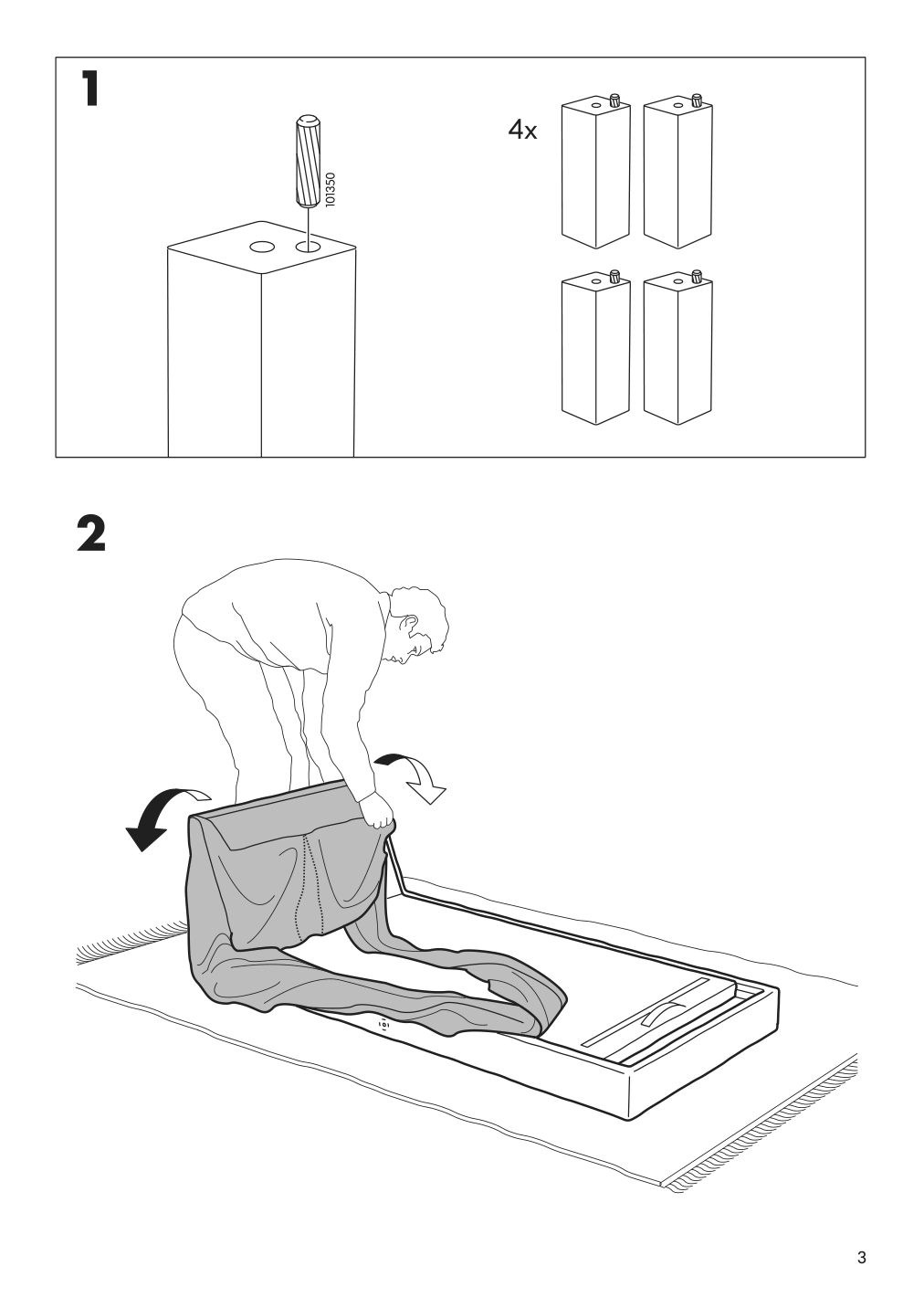 Assembly instructions for IKEA Karlstad cover free standing chaise lounge groenvik multicolor | Page 3 - IKEA KARLSTAD cover free-standing chaise lounge 301.583.72