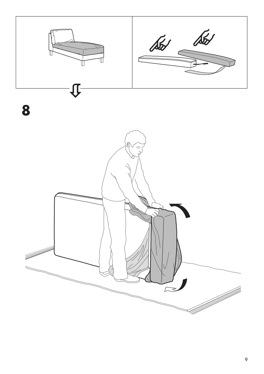 Assembly instructions for IKEA Karlstad cover free standing chaise lounge groenvik multicolor | Page 9 - IKEA KARLSTAD cover free-standing chaise lounge 301.583.72