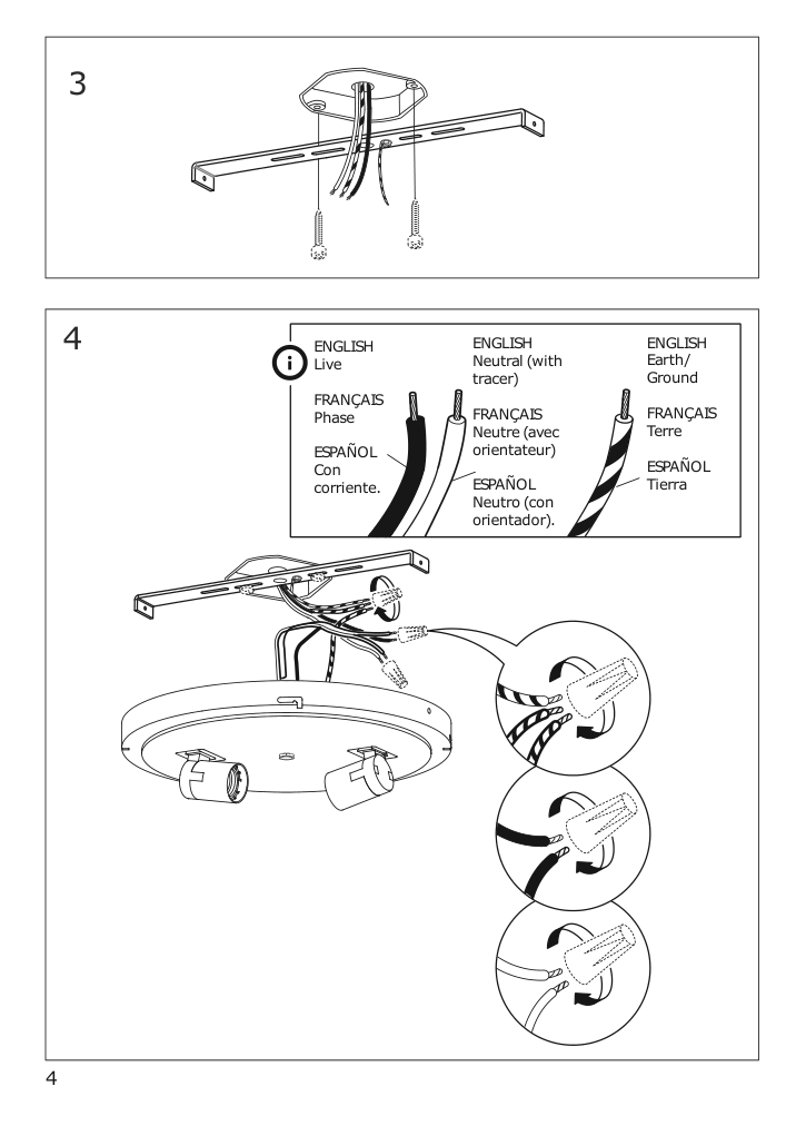 Assembly instructions for IKEA Kattarp ceiling lamp glass black | Page 4 - IKEA KATTARP ceiling lamp 104.668.66