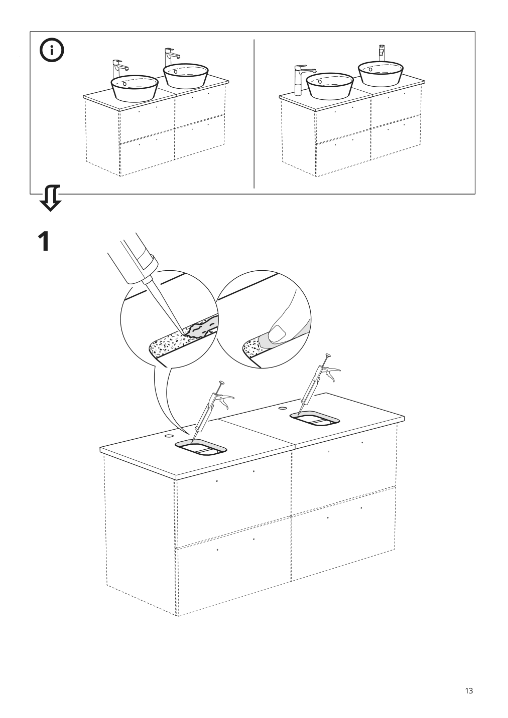 Assembly instructions for IKEA Kattevik countertop sink white | Page 13 - IKEA GODMORGON/TOLKEN / KATTEVIK bathroom furniture, set of 6 993.163.31