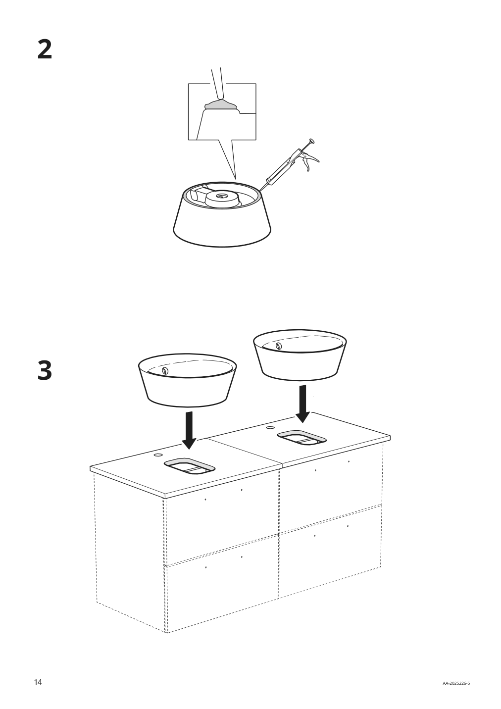 Assembly instructions for IKEA Kattevik countertop sink white | Page 14 - IKEA GODMORGON/TOLKEN / KATTEVIK bathroom furniture, set of 6 993.163.31