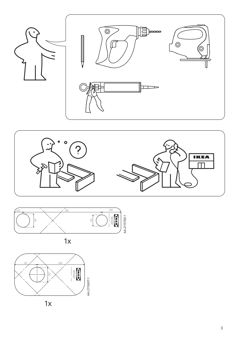 Assembly instructions for IKEA Kattevik countertop sink white | Page 3 - IKEA GODMORGON/TOLKEN / KATTEVIK sink cabinet with top + 15¾" sink 093.085.09