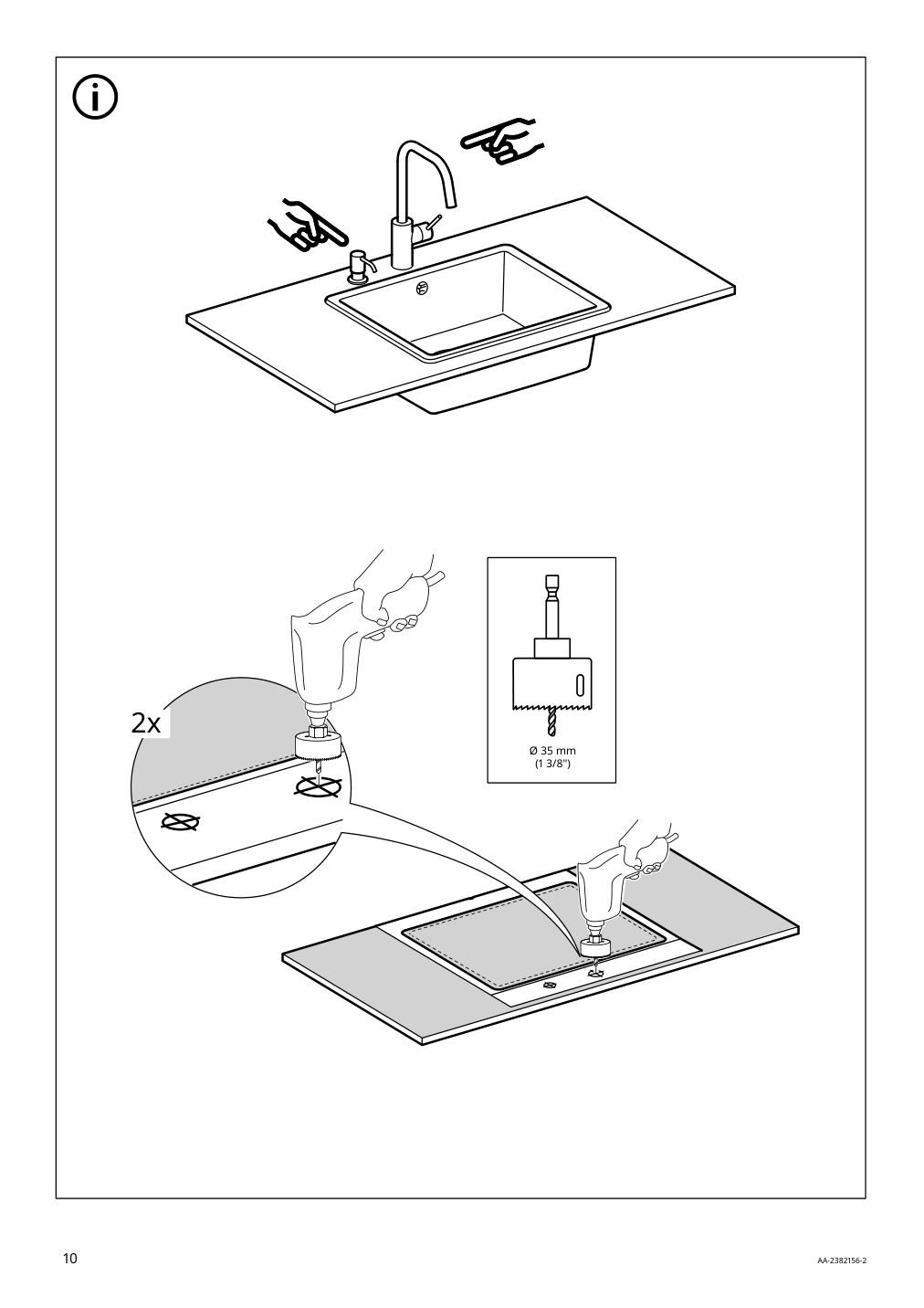 Assembly instructions for IKEA Kilsviken single bowl dual mount sink gray beige quartz composite gray | Page 10 - IKEA KILSVIKEN sink 393.370.20