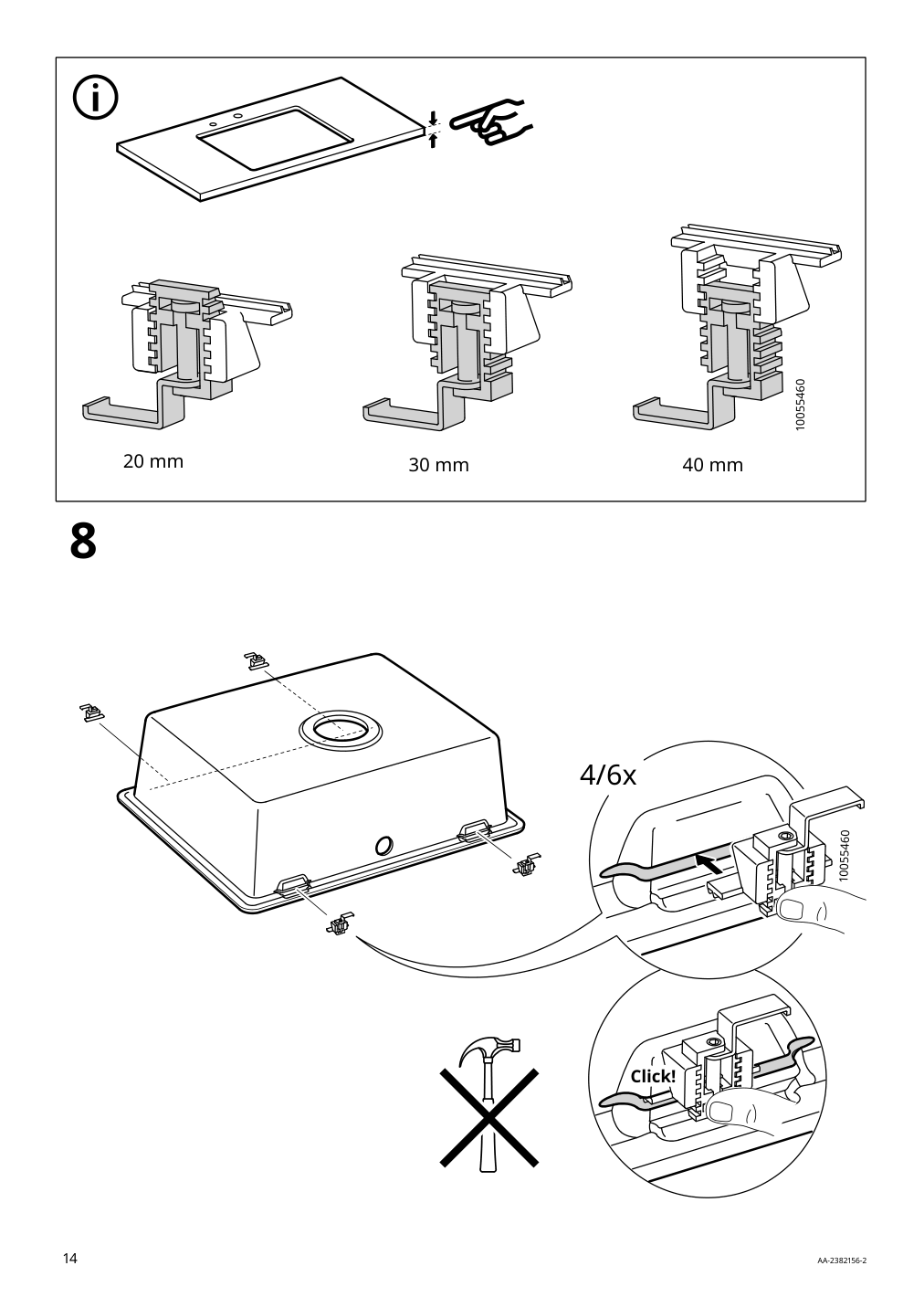 Assembly instructions for IKEA Kilsviken single bowl dual mount sink gray beige quartz composite gray | Page 14 - IKEA KILSVIKEN sink 393.370.20