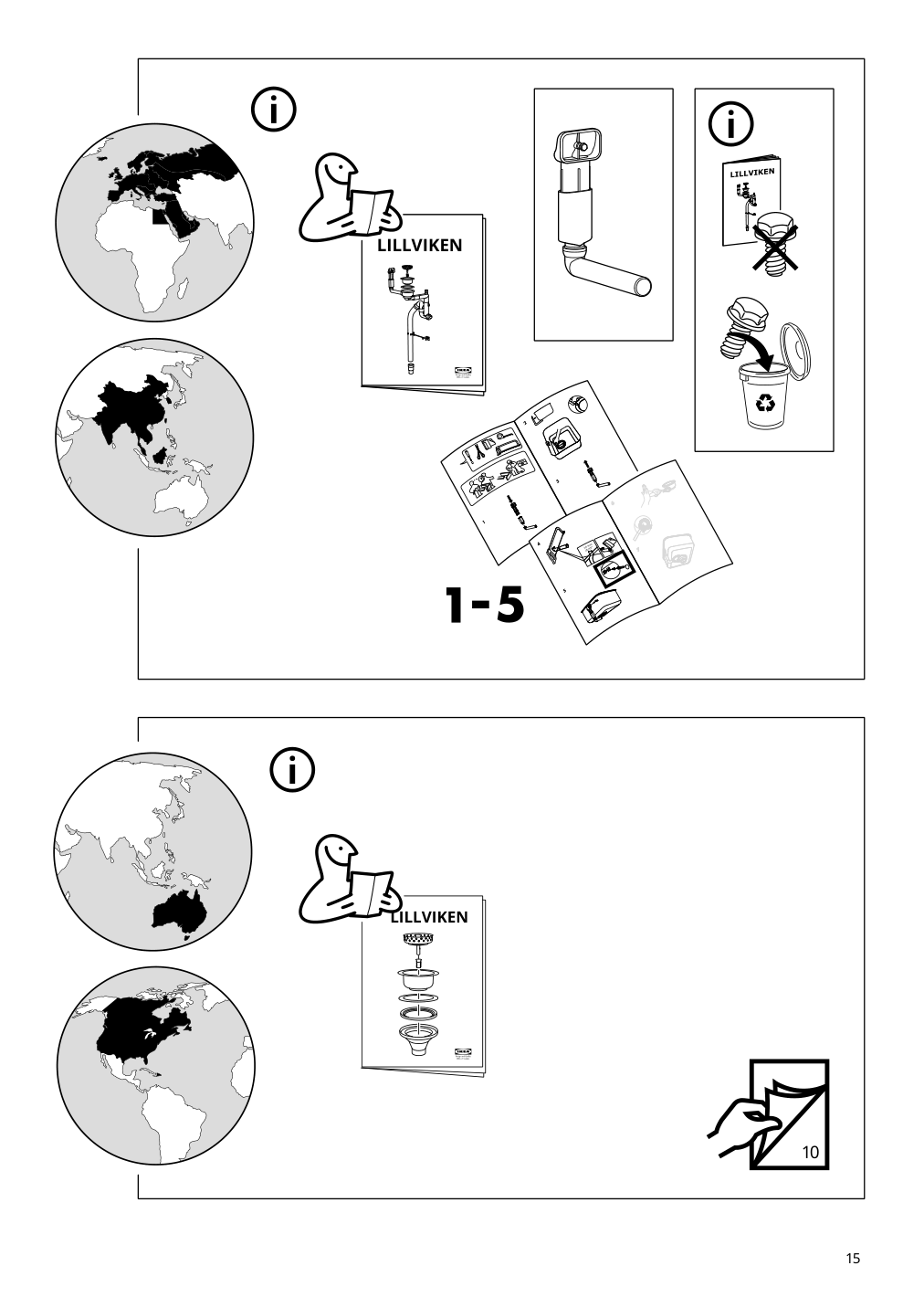 Assembly instructions for IKEA Kilsviken single bowl dual mount sink gray beige quartz composite gray | Page 15 - IKEA KILSVIKEN sink 393.370.20