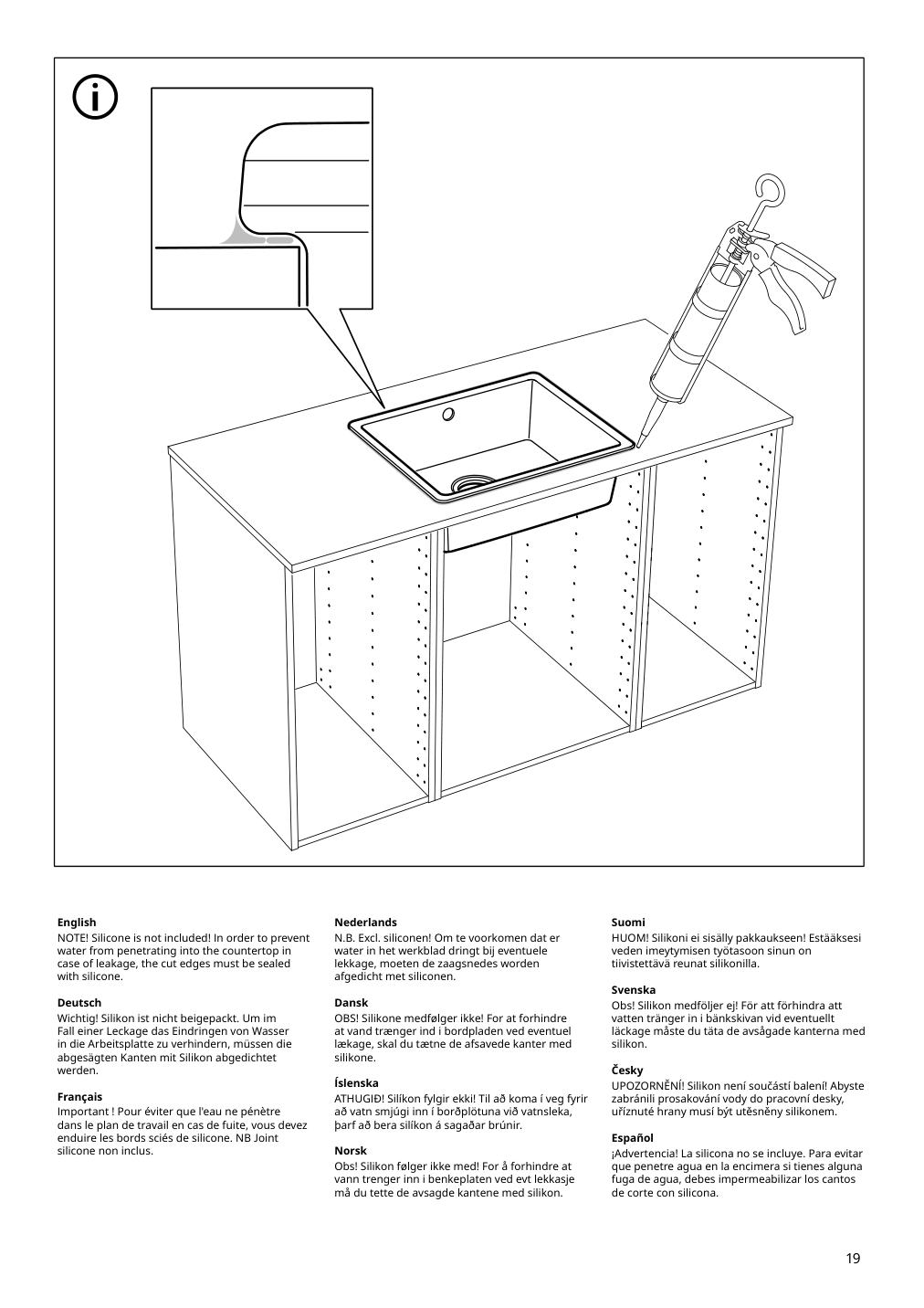 Assembly instructions for IKEA Kilsviken single bowl dual mount sink gray beige quartz composite gray | Page 19 - IKEA KILSVIKEN sink 393.370.20