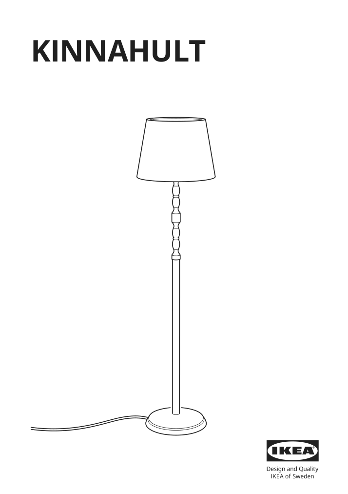 Assembly instructions for IKEA Kinnahult floor lamp with led bulb black ash black | Page 1 - IKEA KINNAHULT floor lamp with LED bulb 704.884.03