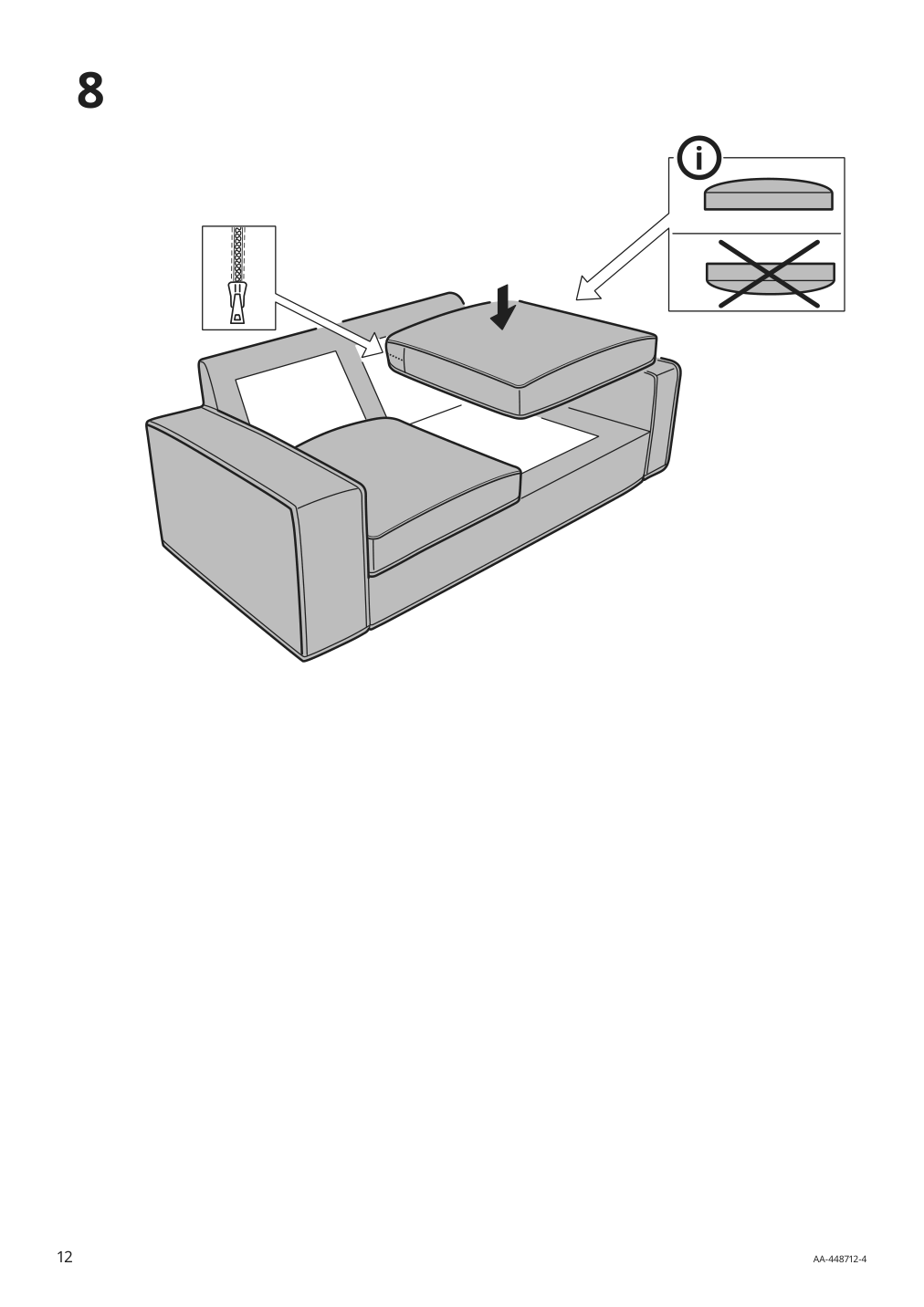 Assembly instructions for IKEA Kivik 3 5 seat sofa cover hillared beige | Page 12 - IKEA KIVIK 3.5-seat sofa cover 503.848.21