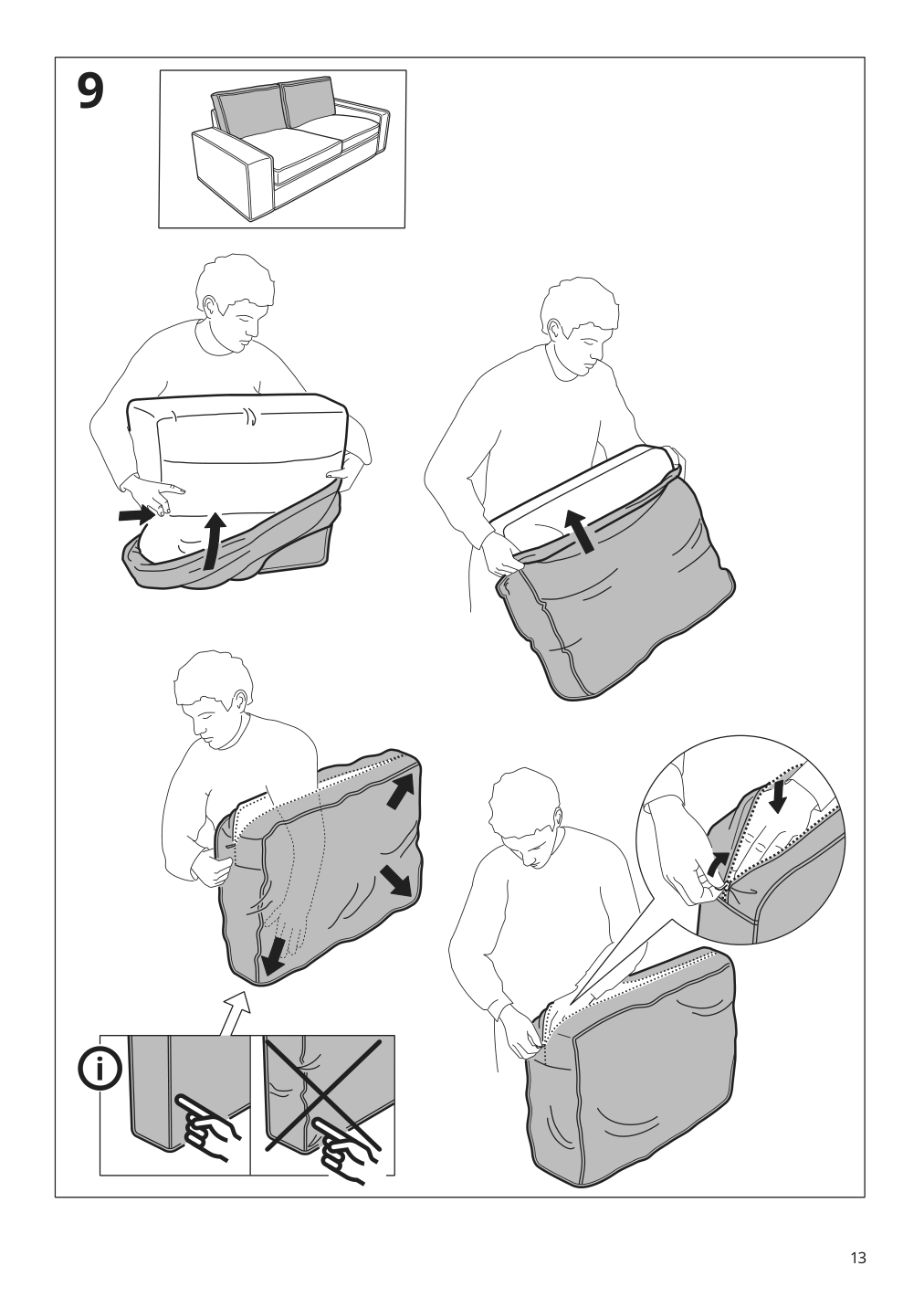 Assembly instructions for IKEA Kivik 3 5 seat sofa cover hillared beige | Page 13 - IKEA KIVIK 3.5-seat sofa cover 503.848.21