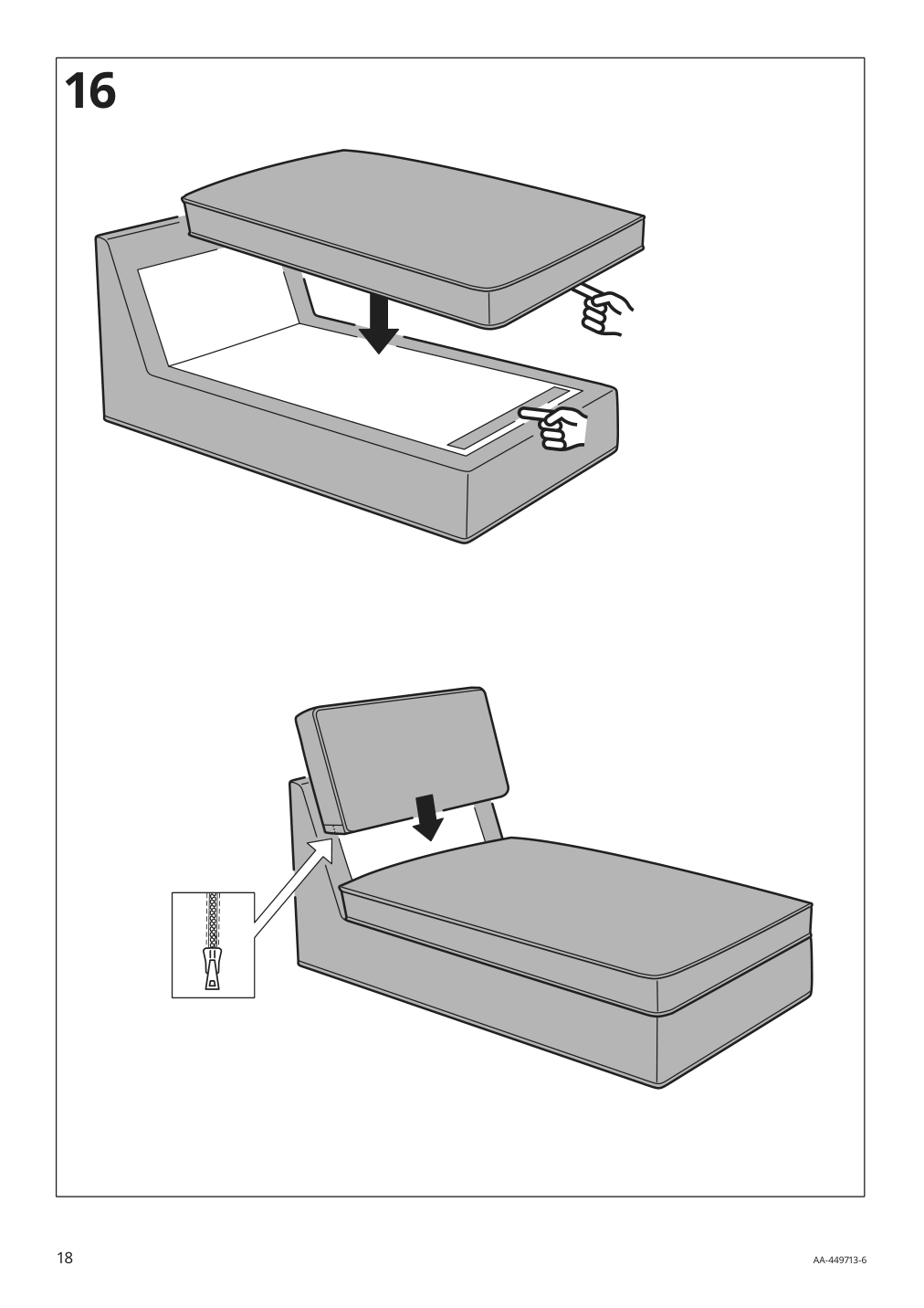 Assembly instructions for IKEA Kivik chaise cover gunnared light green | Page 18 - IKEA KIVIK chaise cover 905.171.50