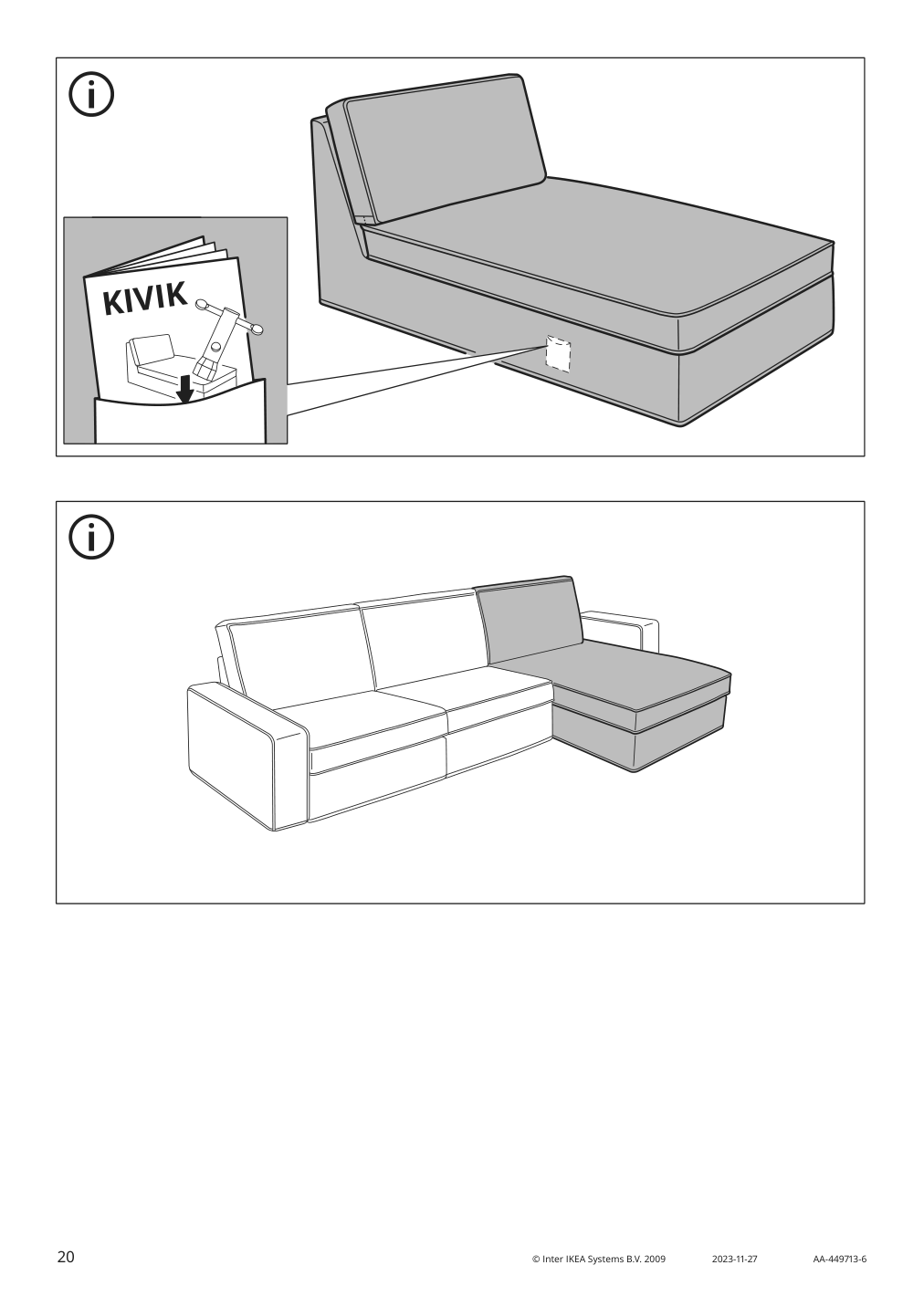 Assembly instructions for IKEA Kivik chaise cover gunnared light green | Page 20 - IKEA KIVIK chaise cover 905.171.50