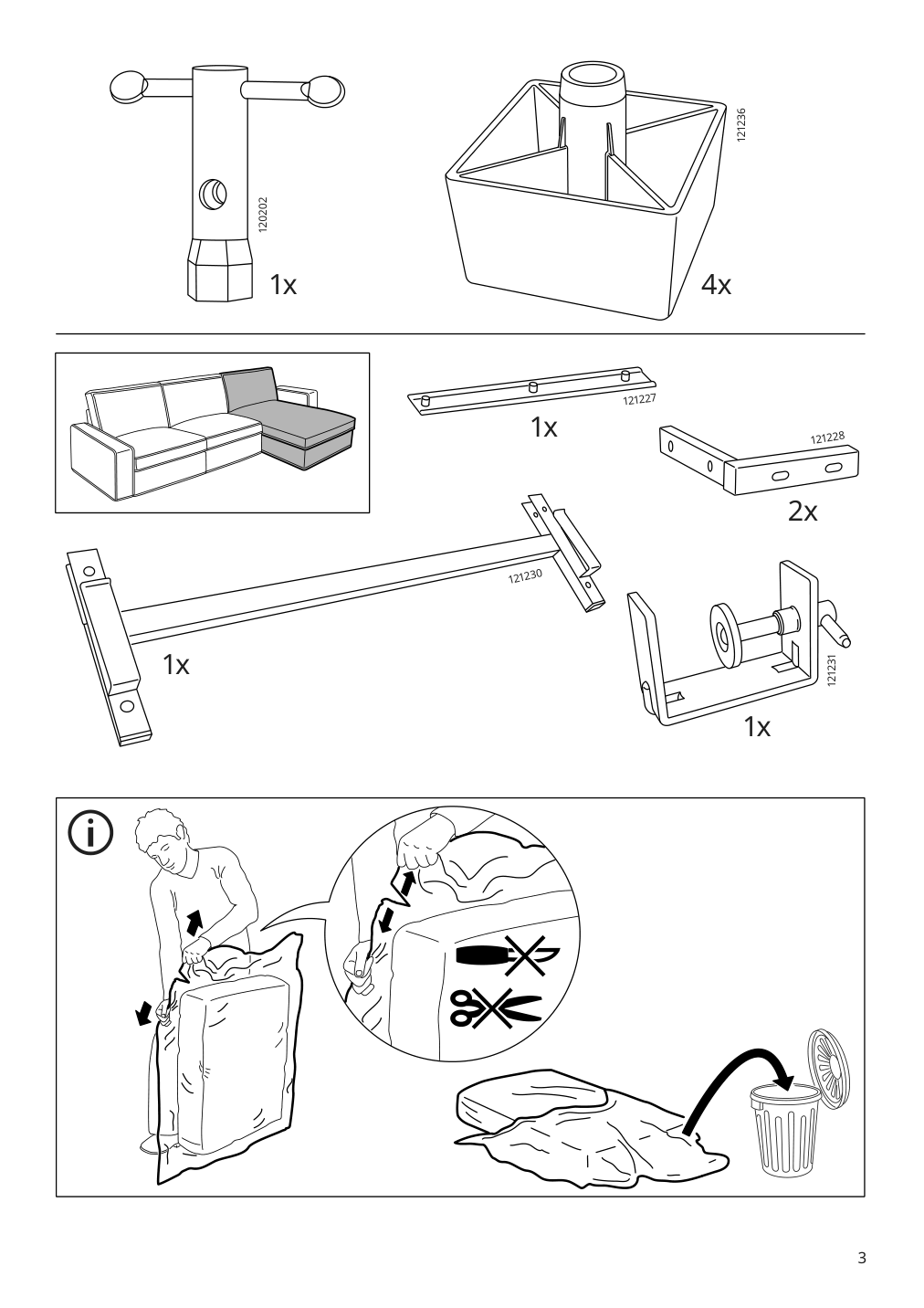 Assembly instructions for IKEA Kivik chaise cover gunnared beige | Page 3 - IKEA KIVIK corner sectional, 5-seat w chaise 594.847.17