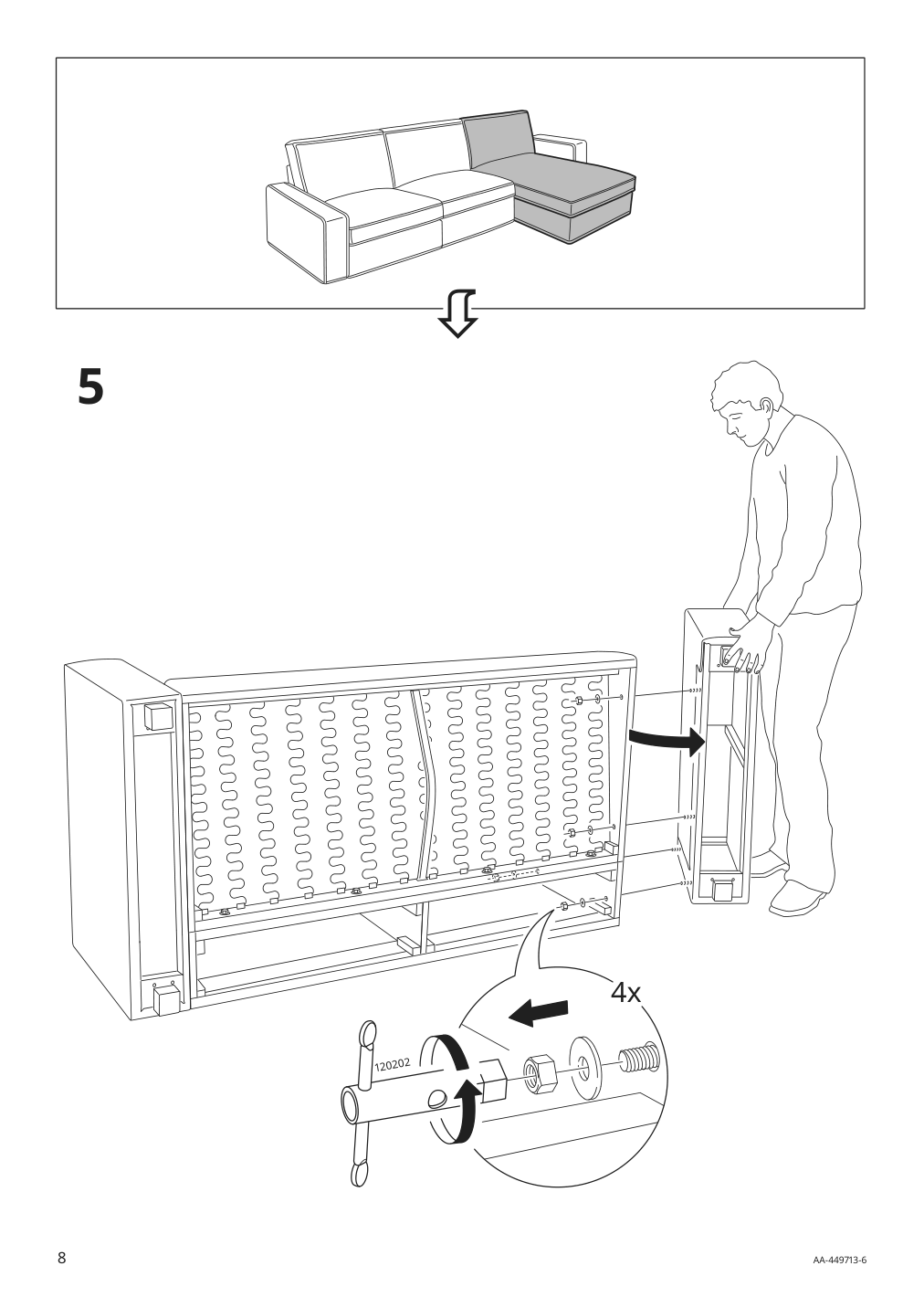 Assembly instructions for IKEA Kivik chaise cover gunnared light green | Page 8 - IKEA KIVIK chaise cover 905.171.50